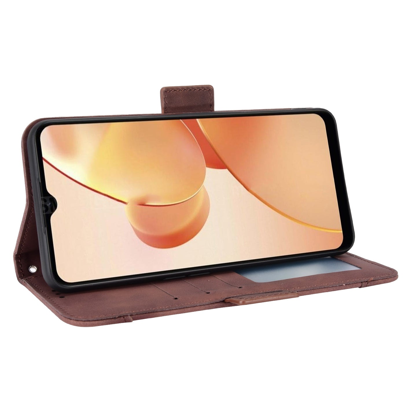 OPPO Realme C31 Skin Feel PU Leather Wallet Phone Case with Card Slots, Cash Pocket, Magnetic Closure, Built-In Stand, Full Protection TPU Cover