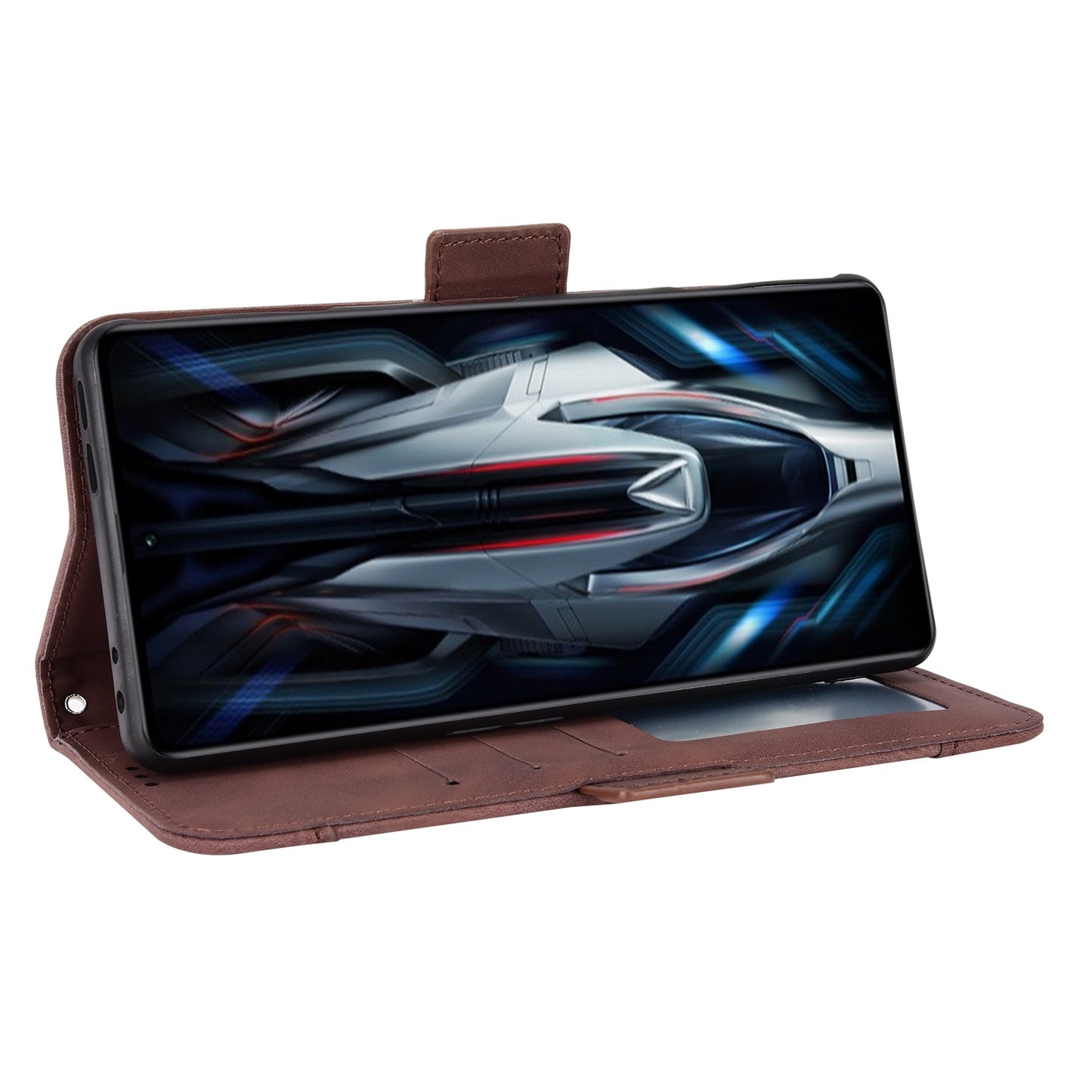 Xiaomi Redmi K50 Gaming Skin Feel PU Leather Wallet Phone Case with Card Slots, Cash Pocket, Magnetic Closure, Built-In Stand, Full Protection TPU Cover