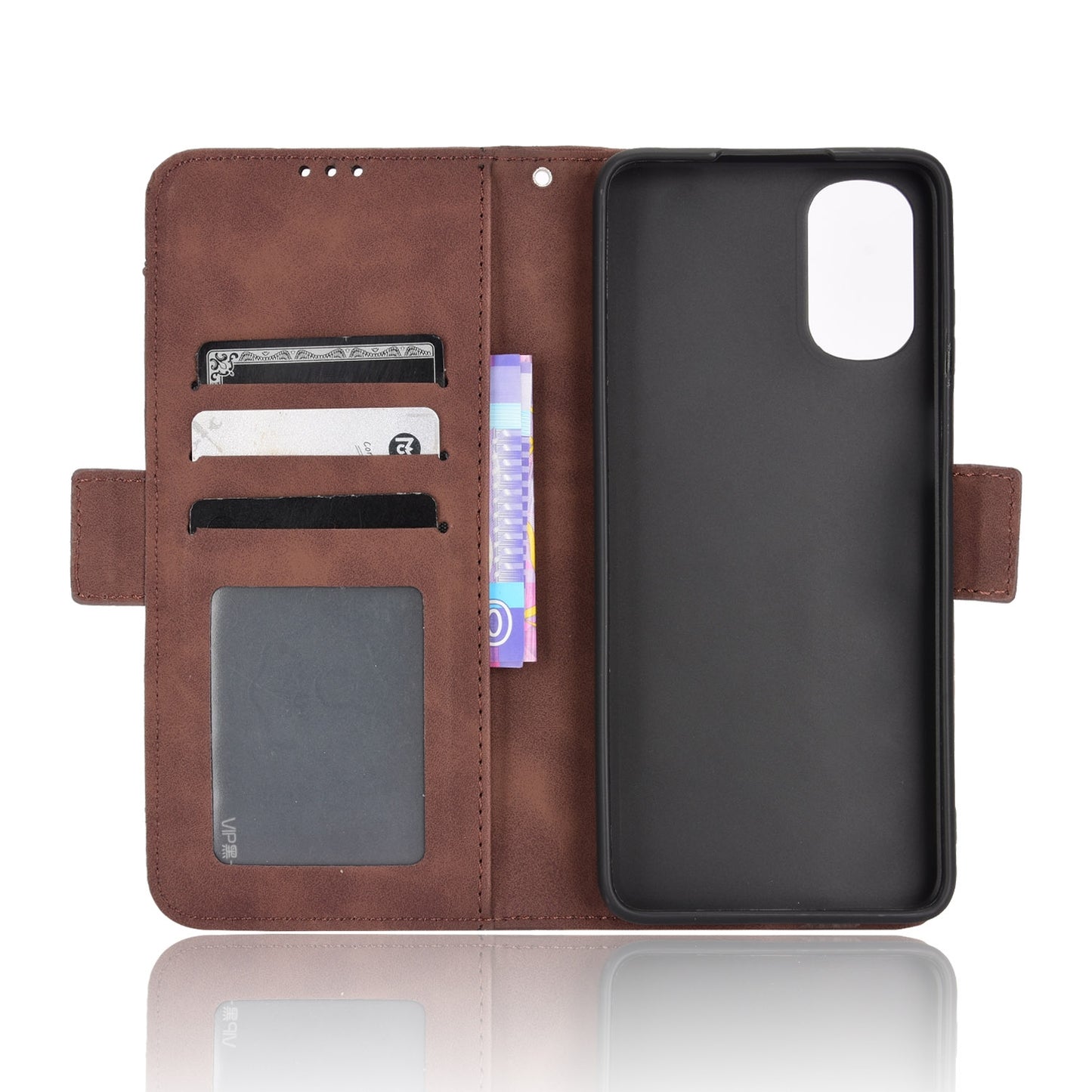 Motorola Moto E32 4G Skin Feel PU Leather Wallet Phone Case with Card Slots, Cash Pocket, Magnetic Closure, Built-In Stand, Full Protection TPU Cover