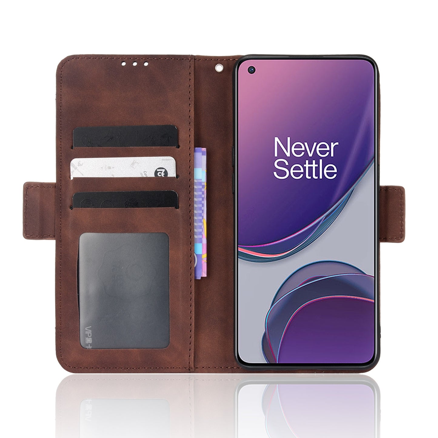 OnePlus Nord N20 5G Skin Feel PU Leather Wallet Phone Case with Card Slots, Cash Pocket, Magnetic Closure, Built-In Stand, Full Protection TPU Cover