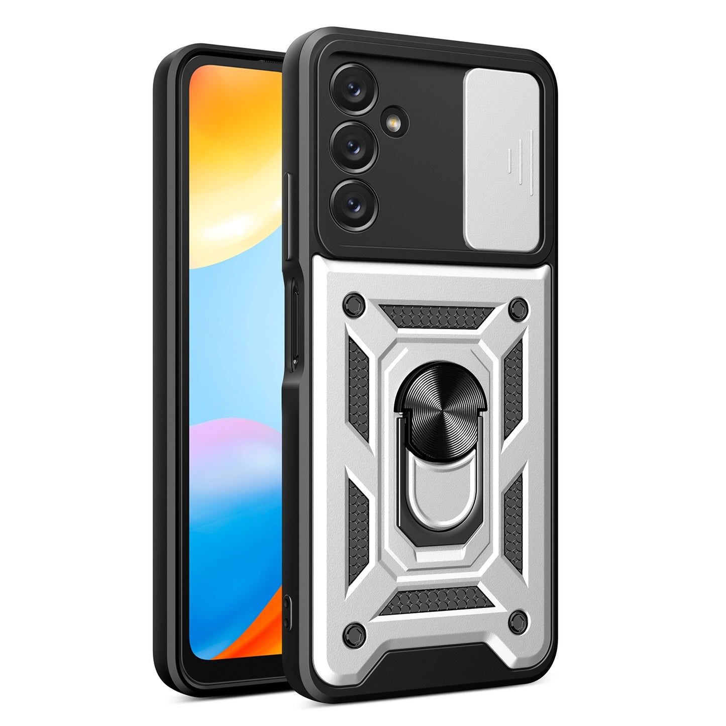 Samsung Galaxy A14 5G Sliding Camera Cover Magnetic Ring Stand Shockproof TPU + PC Protective Phone Case