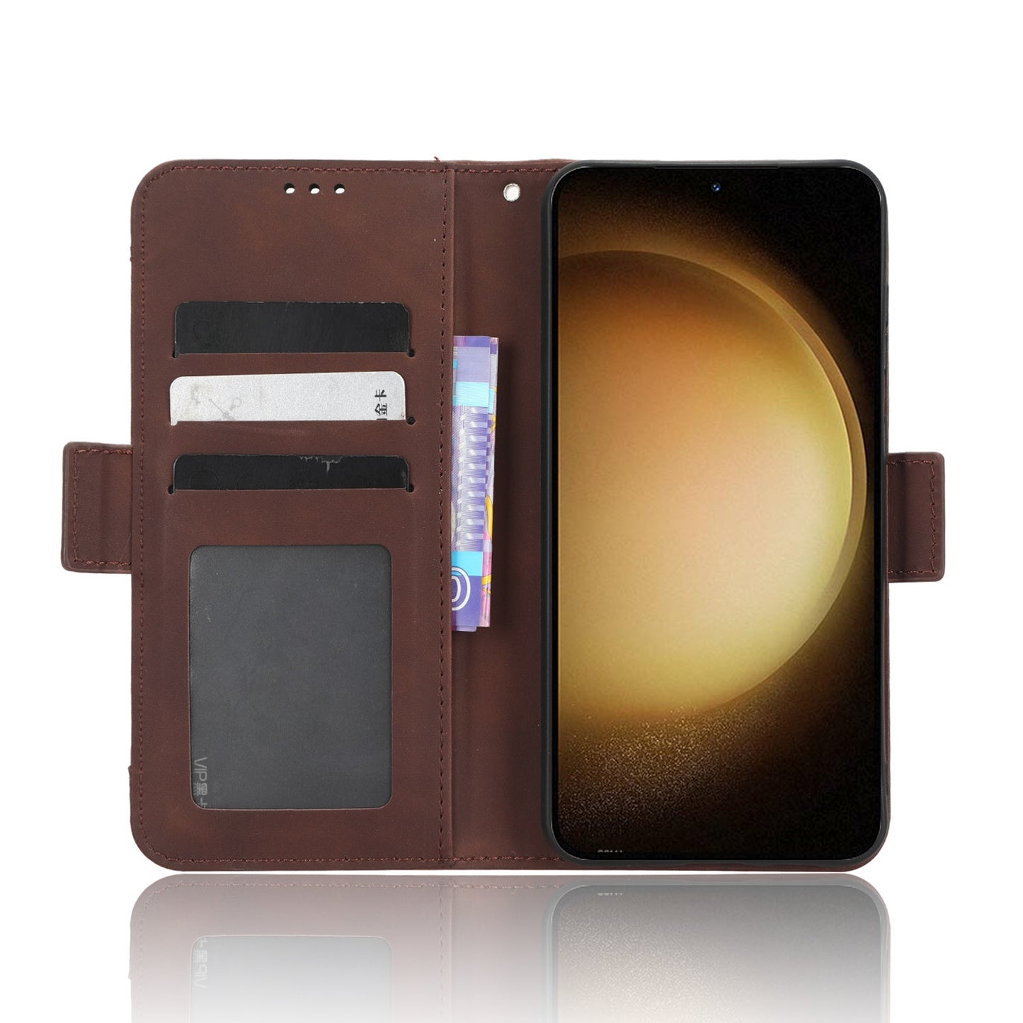 Samsung Galaxy S23 5G Skin Feel PU Leather Wallet Phone Case with Card Slots, Cash Pocket, Magnetic Closure, Built-In Stand, Full Protection TPU Cover