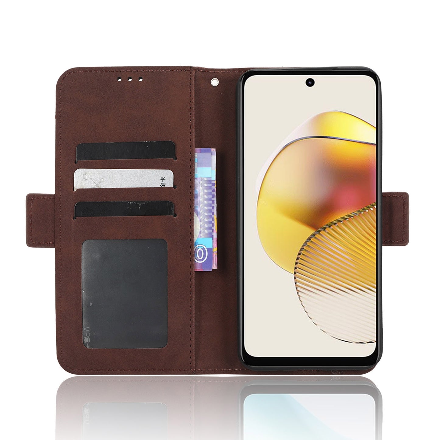 Motorola Moto G73 5G Skin Feel PU Leather Wallet Phone Case with Card Slots, Cash Pocket, Magnetic Closure, Built-In Stand, Full Protection TPU Cover