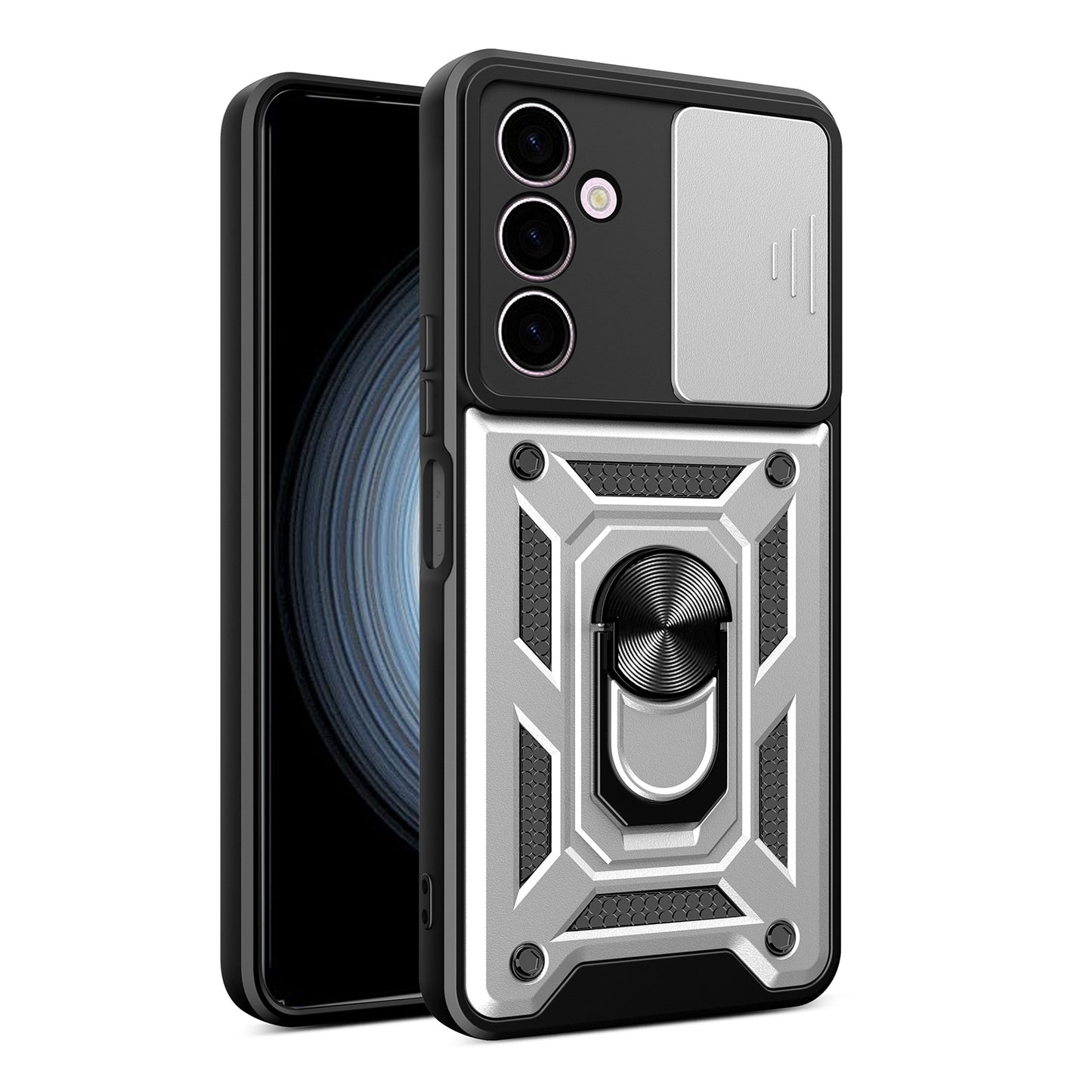 Samsung Galaxy A24 4G Sliding Camera Cover Magnetic Ring Stand Shockproof TPU + PC Protective Phone Case