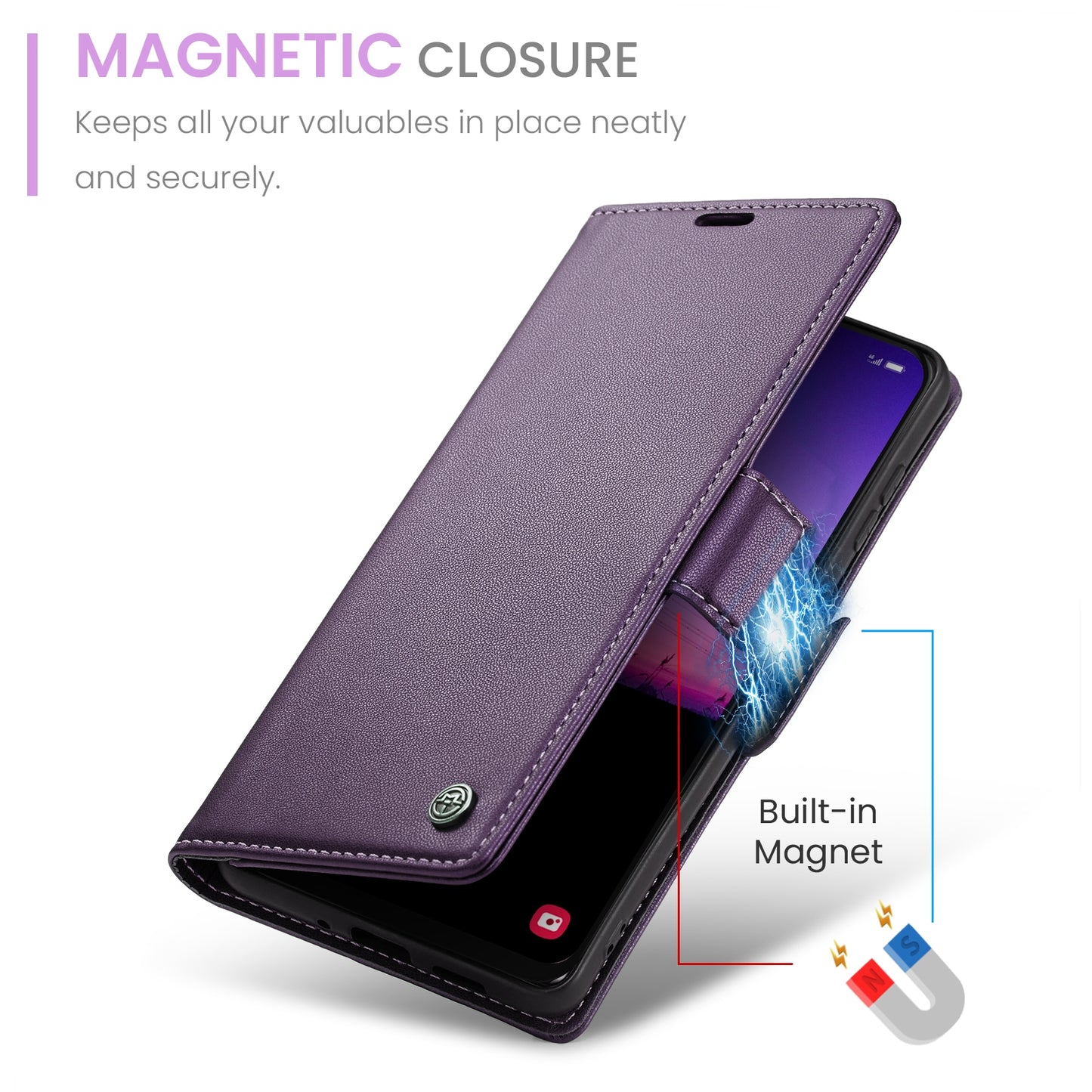Samsung Galaxy A50/A50s Litchi Texture RFID Anti-theft Leather Phone Case with Butterfly Buckle, Stand & Card Wallet with TPU Shell