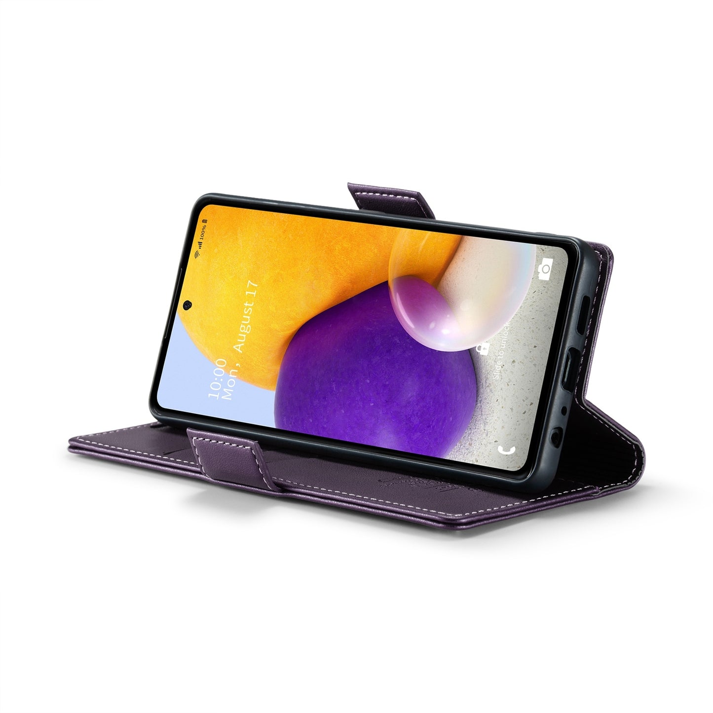 Samsung Galaxy A72 Litchi Texture RFID Anti-theft Leather Phone Case with Butterfly Buckle, Stand & Card Wallet with TPU Shell