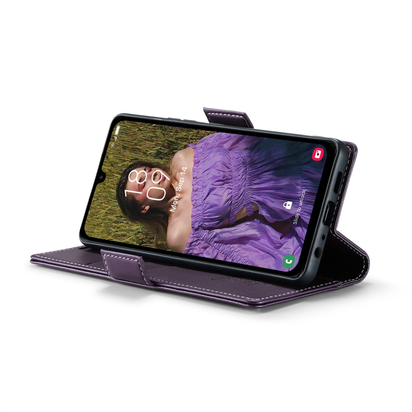 Samsung Galaxy A15 4G/5G Litchi Texture RFID Anti-theft Leather Phone Case with Butterfly Buckle, Stand & Card Wallet with TPU Shell