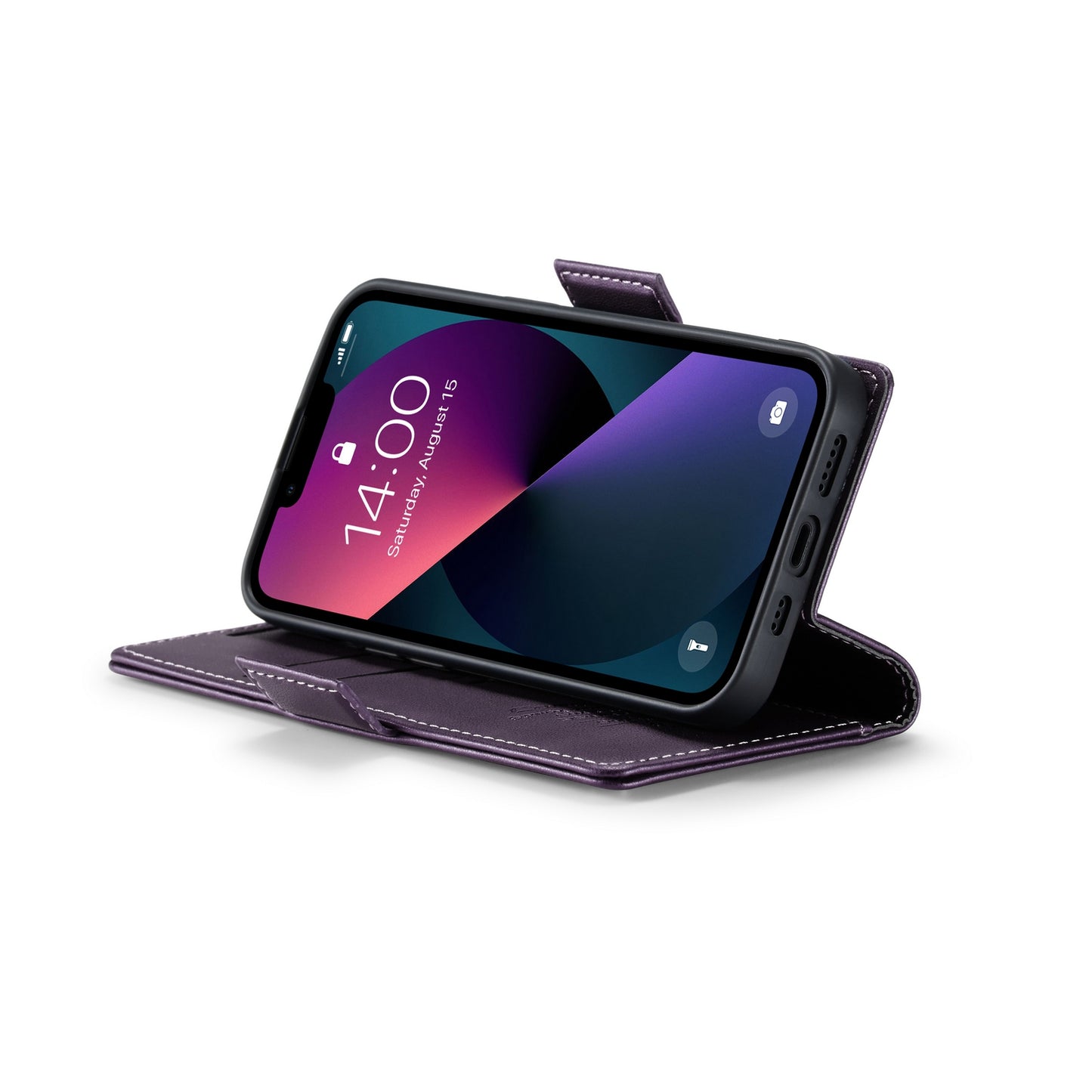 iPhone 13 mini Litchi Texture RFID Anti-theft Leather Phone Case with Butterfly Buckle, Stand & Card Wallet with TPU Shell