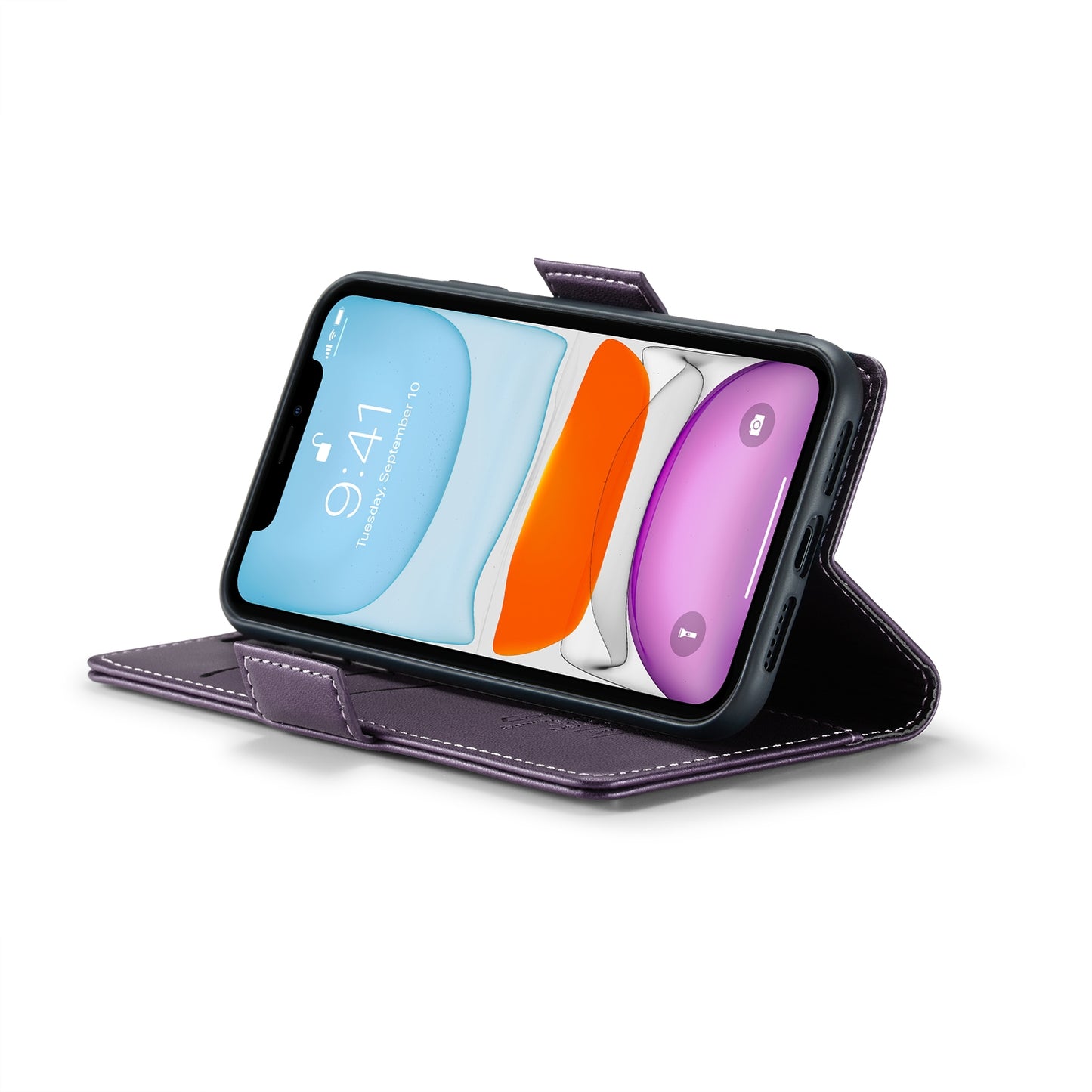 iPhone 11 Litchi Texture RFID Anti-theft Leather Phone Case with Butterfly Buckle, Stand & Card Wallet with TPU Shell