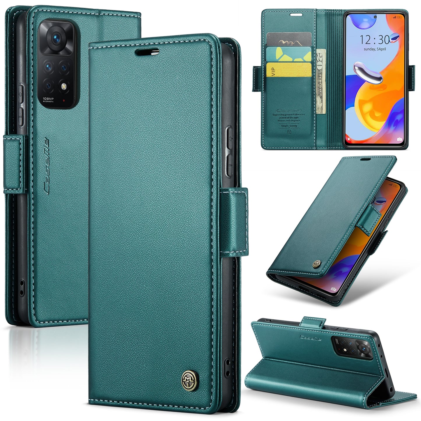 Xiaomi Redmi Note 11 Pro Global Litchi Texture RFID Anti-theft Leather Phone Case with Butterfly Buckle, Stand & Card Wallet with TPU Shell