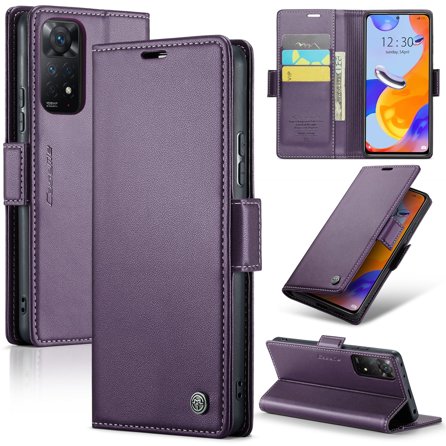 Xiaomi Redmi Note 11 Pro Global Litchi Texture RFID Anti-theft Leather Phone Case with Butterfly Buckle, Stand & Card Wallet with TPU Shell