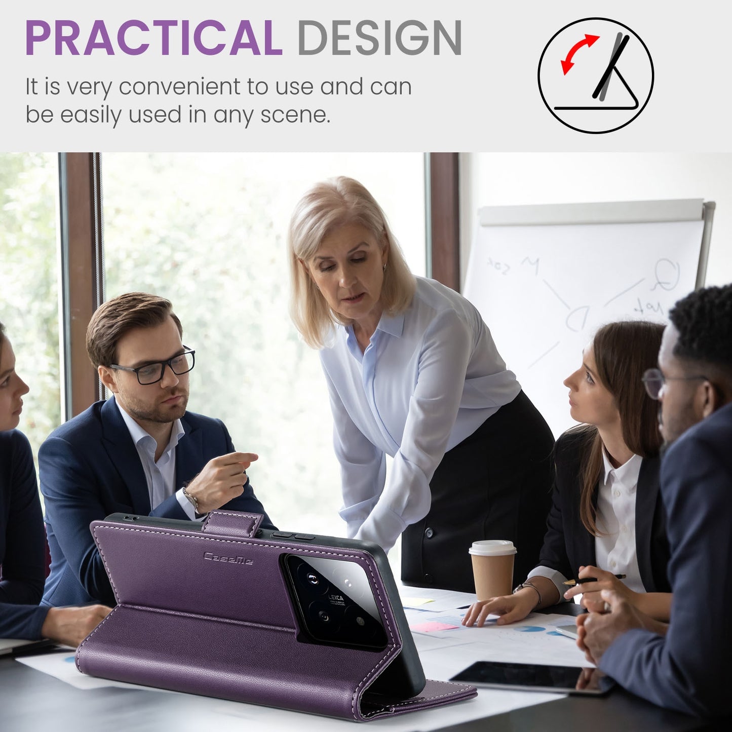 Xiaomi 14 Litchi Texture RFID Anti-theft Leather Phone Case with Butterfly Buckle, Stand & Card Wallet with TPU Shell