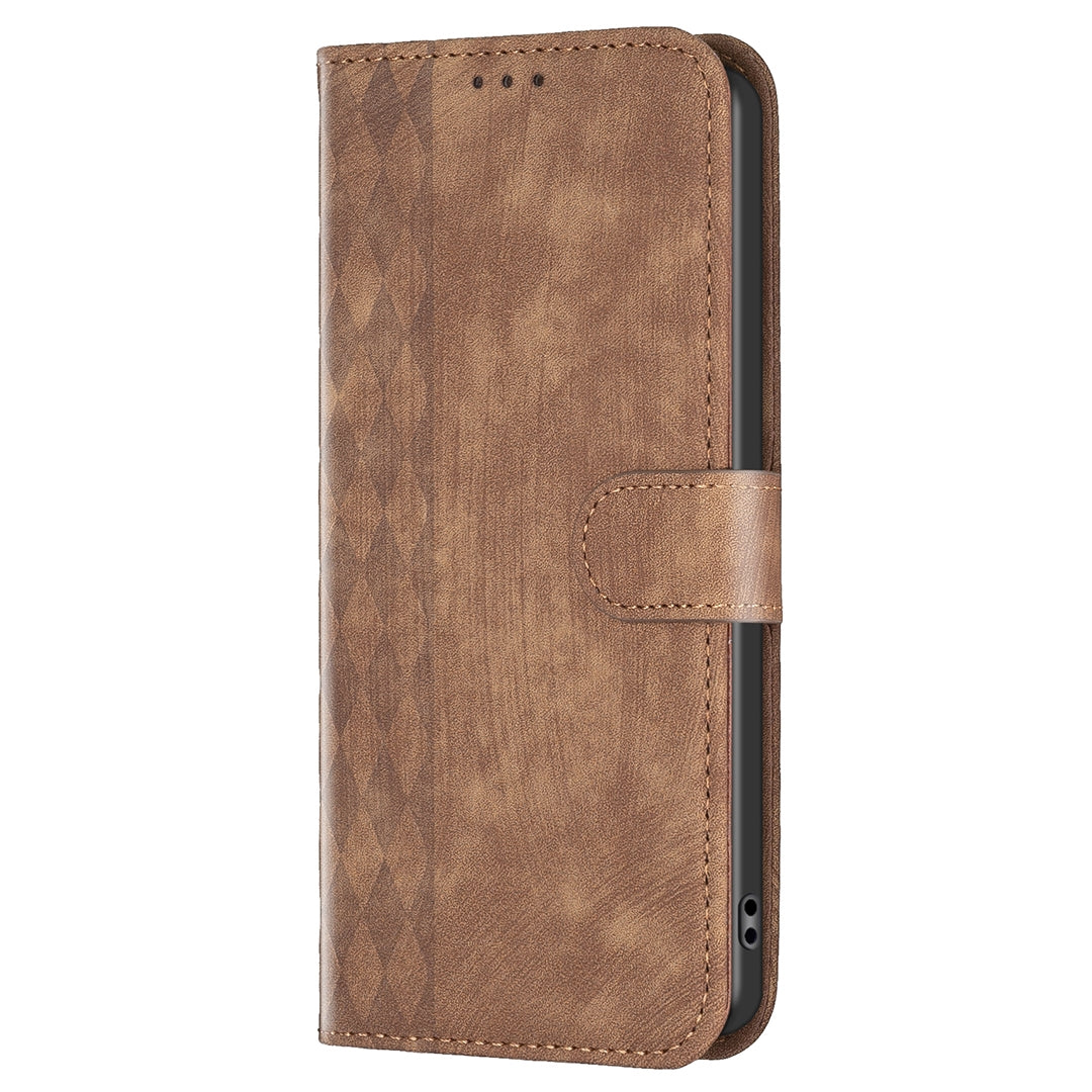 Xiaomi Redmi Note 11 Plaid Embossed Leather Phone Case – Premium Wallet Kickstand & Shock Absorption for Durable Protection