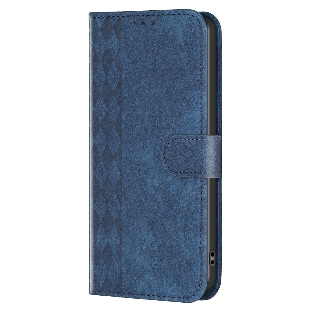 Xiaomi Redmi Note 12S 4G Plaid Embossed Leather Phone Case – Premium Wallet Kickstand & Shock Absorption for Durable Protection