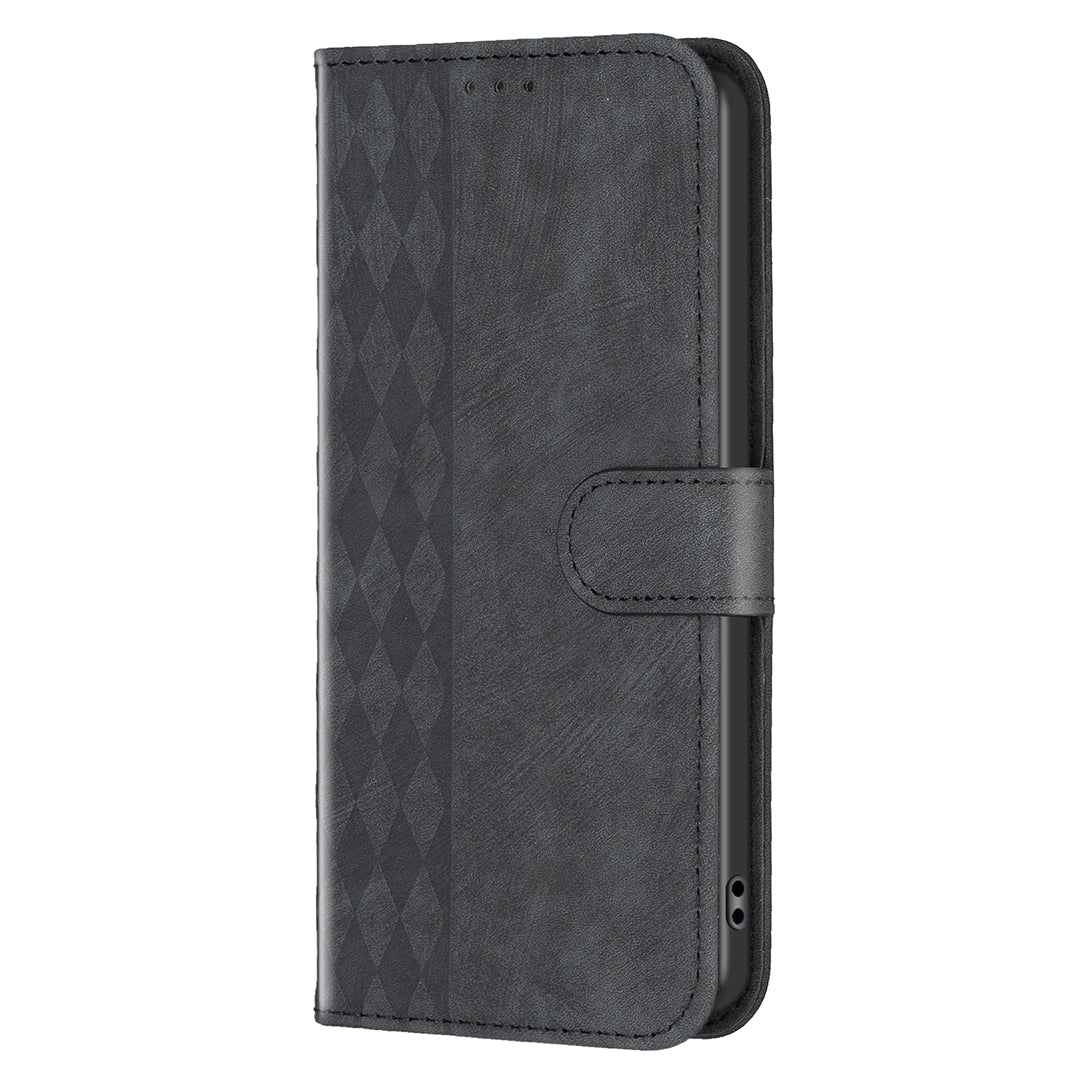 Xiaomi Redmi Note 11 Plaid Embossed Leather Phone Case – Premium Wallet Kickstand & Shock Absorption for Durable Protection