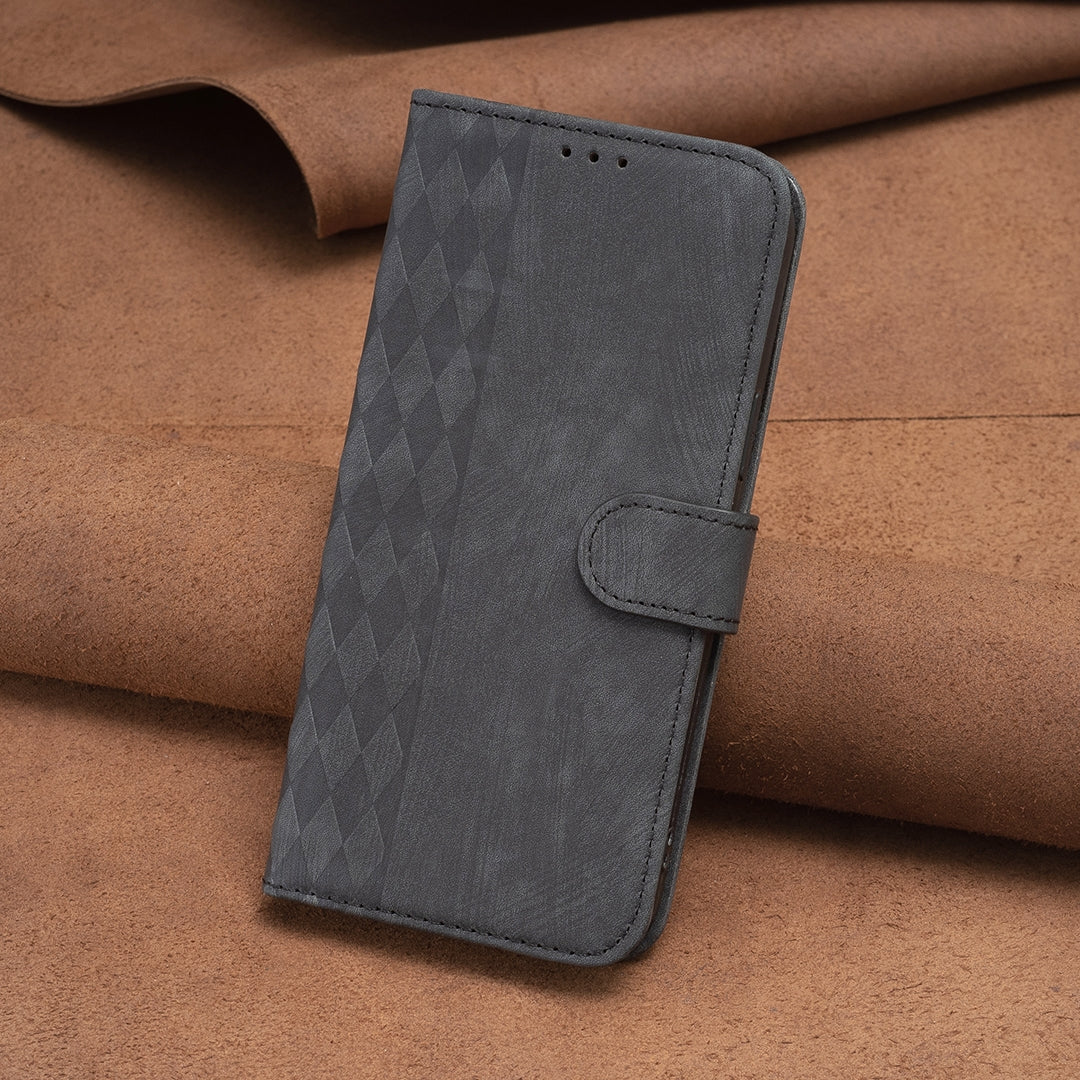 Xiaomi Redmi Note 13 Pro 4G Global Plaid Embossed Leather Phone Case – Premium Wallet Kickstand & Shock Absorption for Durable Protection