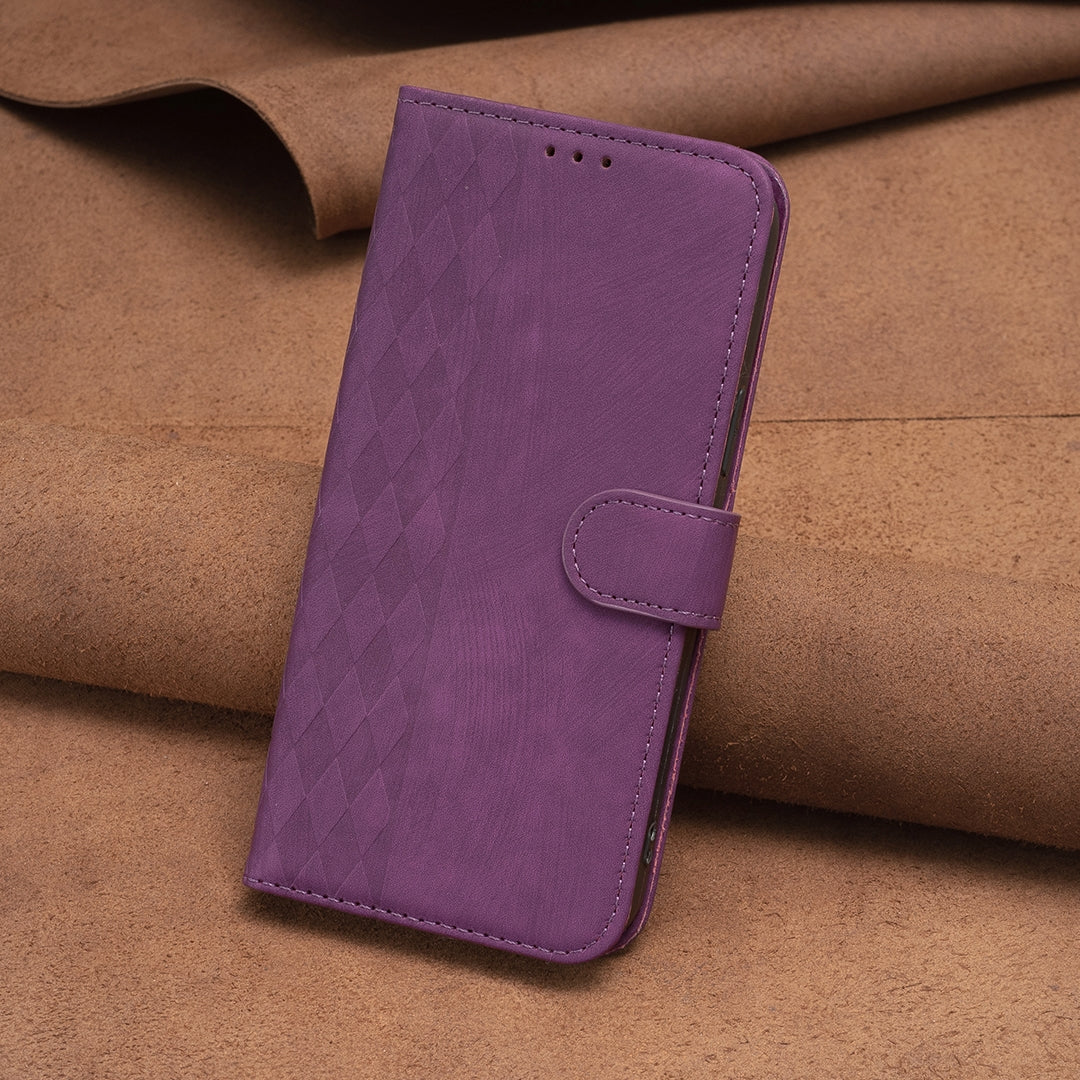 Xiaomi Redmi Note 13 Pro 4G Global Plaid Embossed Leather Phone Case – Premium Wallet Kickstand & Shock Absorption for Durable Protection