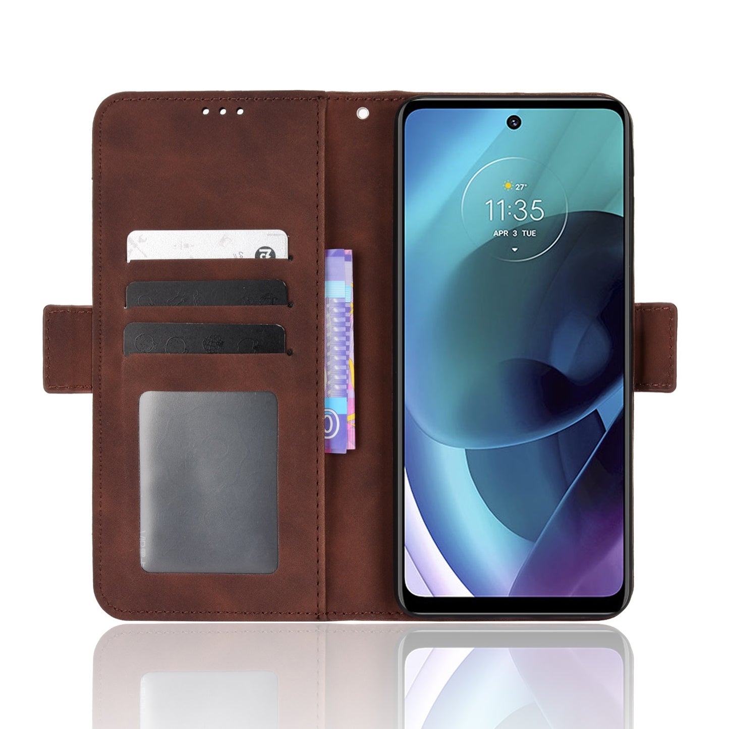 Motorola Moto G52J 5G Skin Feel PU Leather Wallet Phone Case with Card Slots, Cash Pocket, Magnetic Closure, Built-In Stand, Full Protection TPU Cover