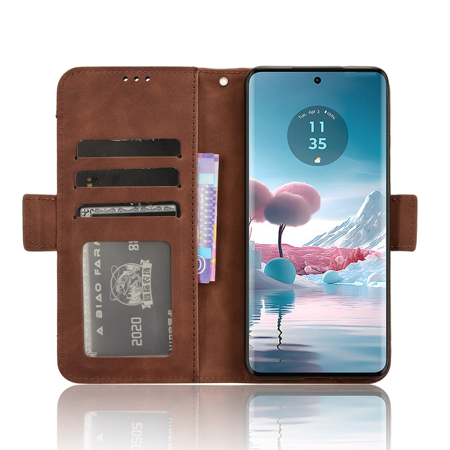 Motorola Edge 40 Neo 5G Skin Feel PU Leather Wallet Phone Case with Card Slots, Cash Pocket, Magnetic Closure, Built-In Stand, Full Protection TPU Cover