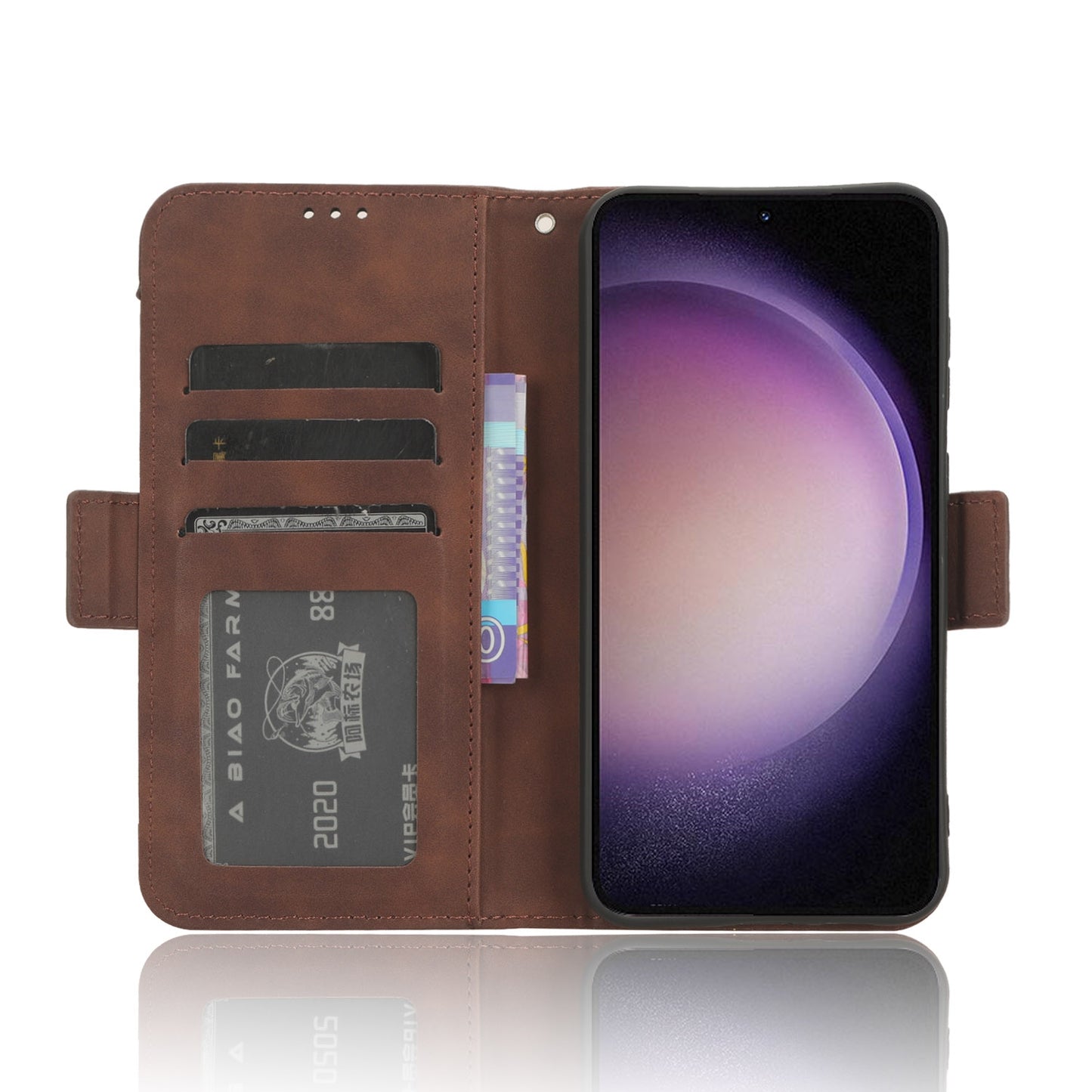 Samsung Galaxy S23 FE 5G Skin Feel PU Leather Wallet Phone Case with Card Slots, Cash Pocket, Magnetic Closure, Built-In Stand, Full Protection TPU Cover