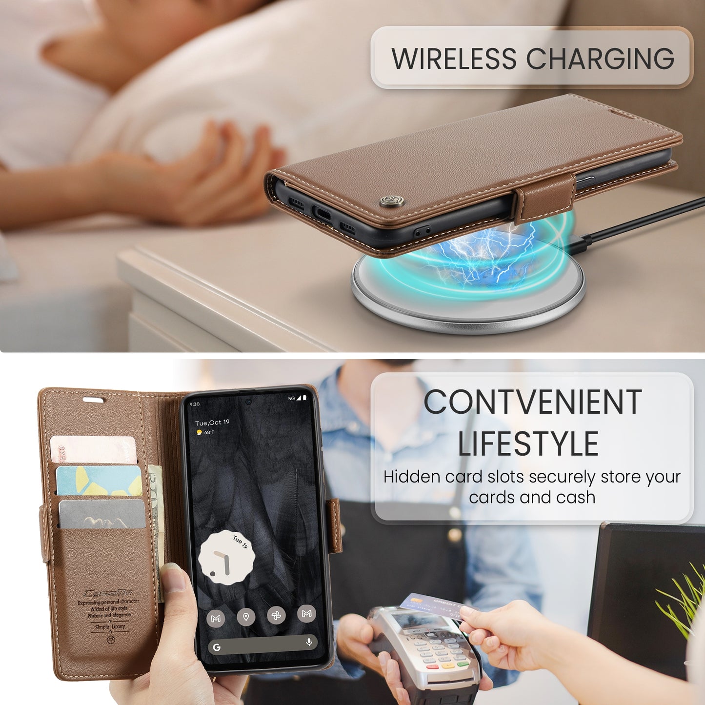 Google Pixel 8 Pro Litchi Texture RFID Anti-theft Leather Phone Case with Butterfly Buckle, Stand & Card Wallet with TPU Shell