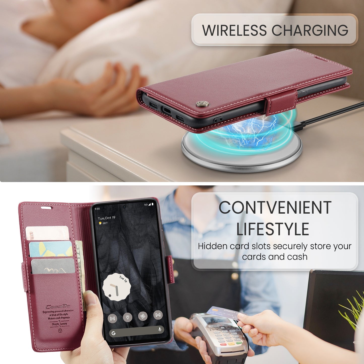 Google Pixel 8 Pro Litchi Texture RFID Anti-theft Leather Phone Case with Butterfly Buckle, Stand & Card Wallet with TPU Shell