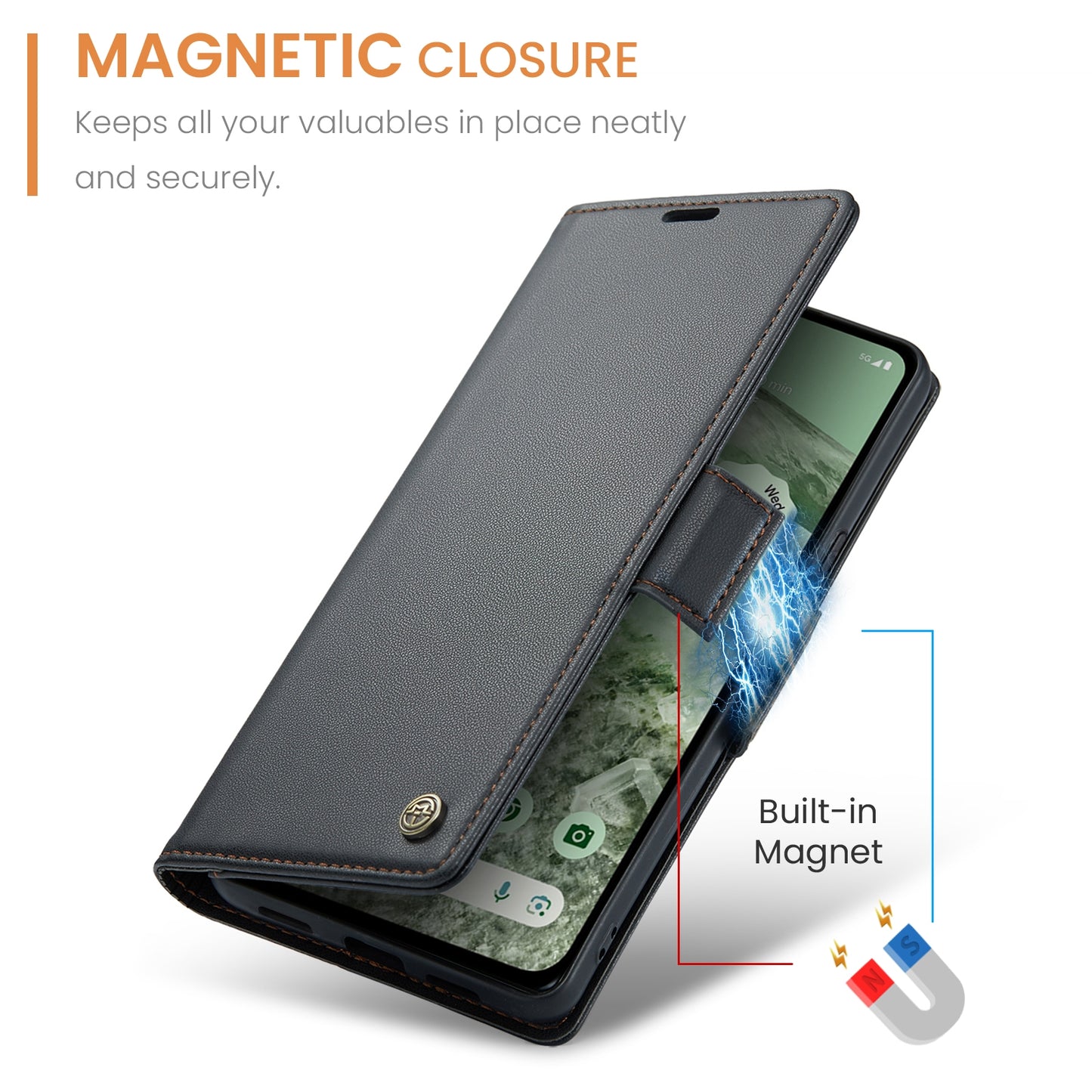 Google Pixel 8a Litchi Texture RFID Anti-theft Leather Phone Case with Butterfly Buckle, Stand & Card Wallet with TPU Shell