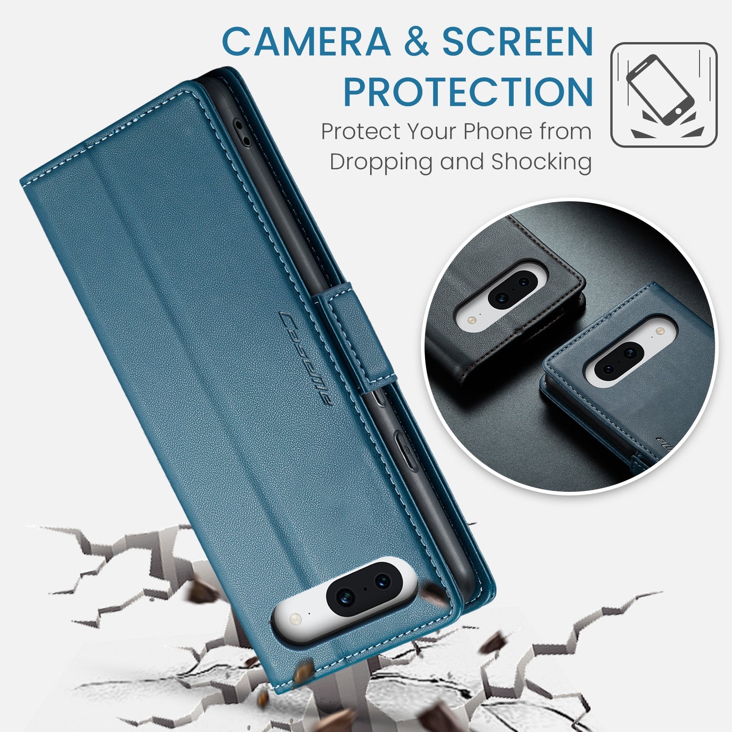 Google Pixel 8a Litchi Texture RFID Anti-theft Leather Phone Case with Butterfly Buckle, Stand & Card Wallet with TPU Shell