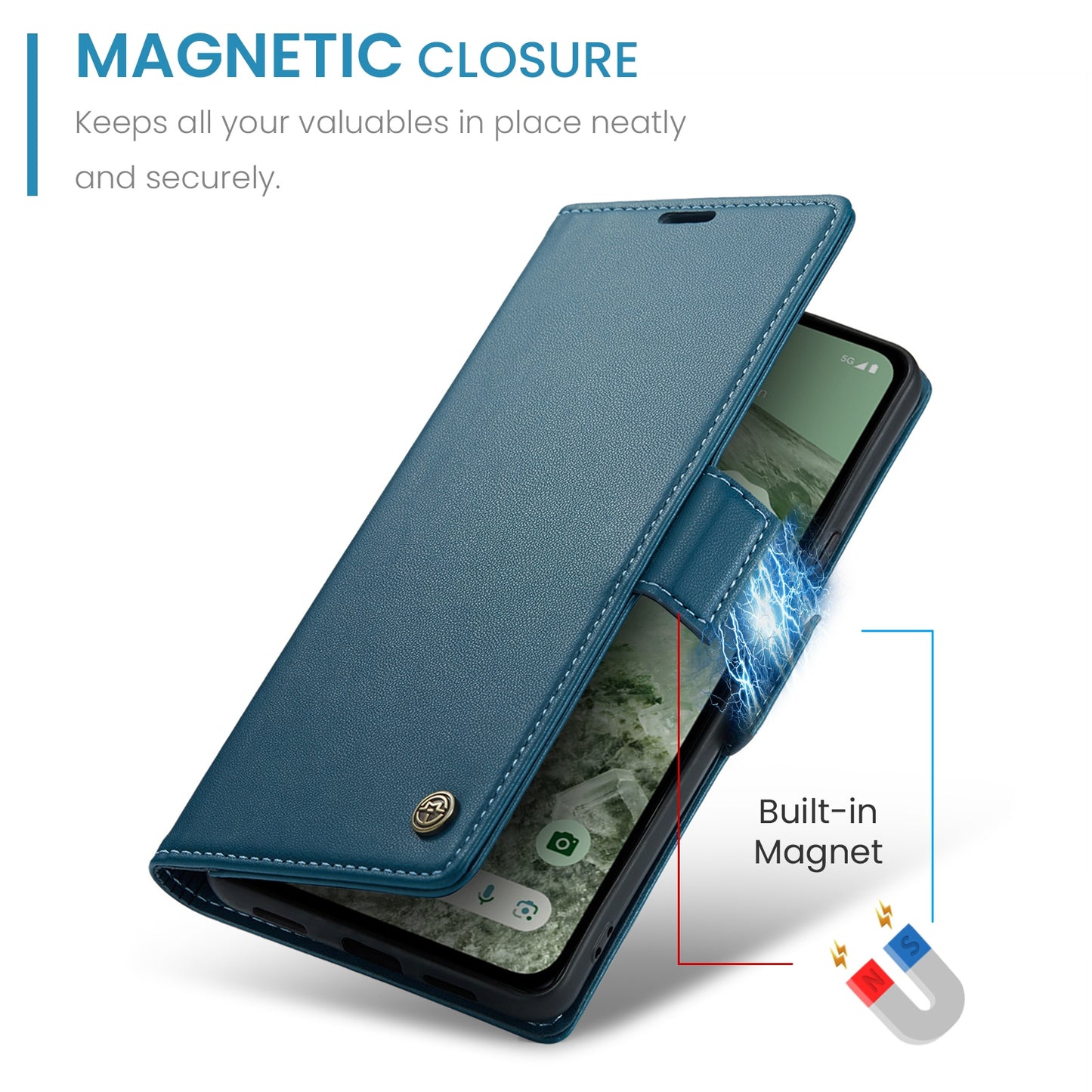 Google Pixel 8a Litchi Texture RFID Anti-theft Leather Phone Case with Butterfly Buckle, Stand & Card Wallet with TPU Shell