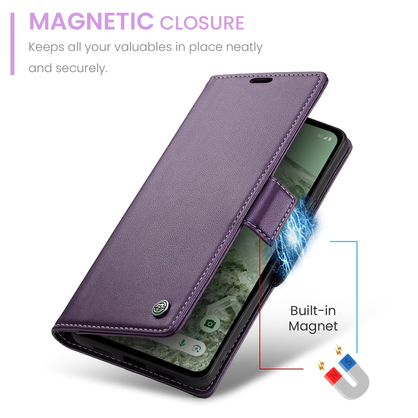 Google Pixel 8a Litchi Texture RFID Anti-theft Leather Phone Case with Butterfly Buckle, Stand & Card Wallet with TPU Shell