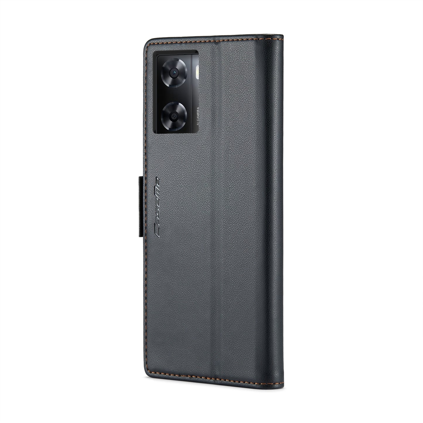 OPPO A57e 4G Litchi Texture RFID Anti-theft Leather Phone Case with Butterfly Buckle, Stand & Card Wallet with TPU Shell