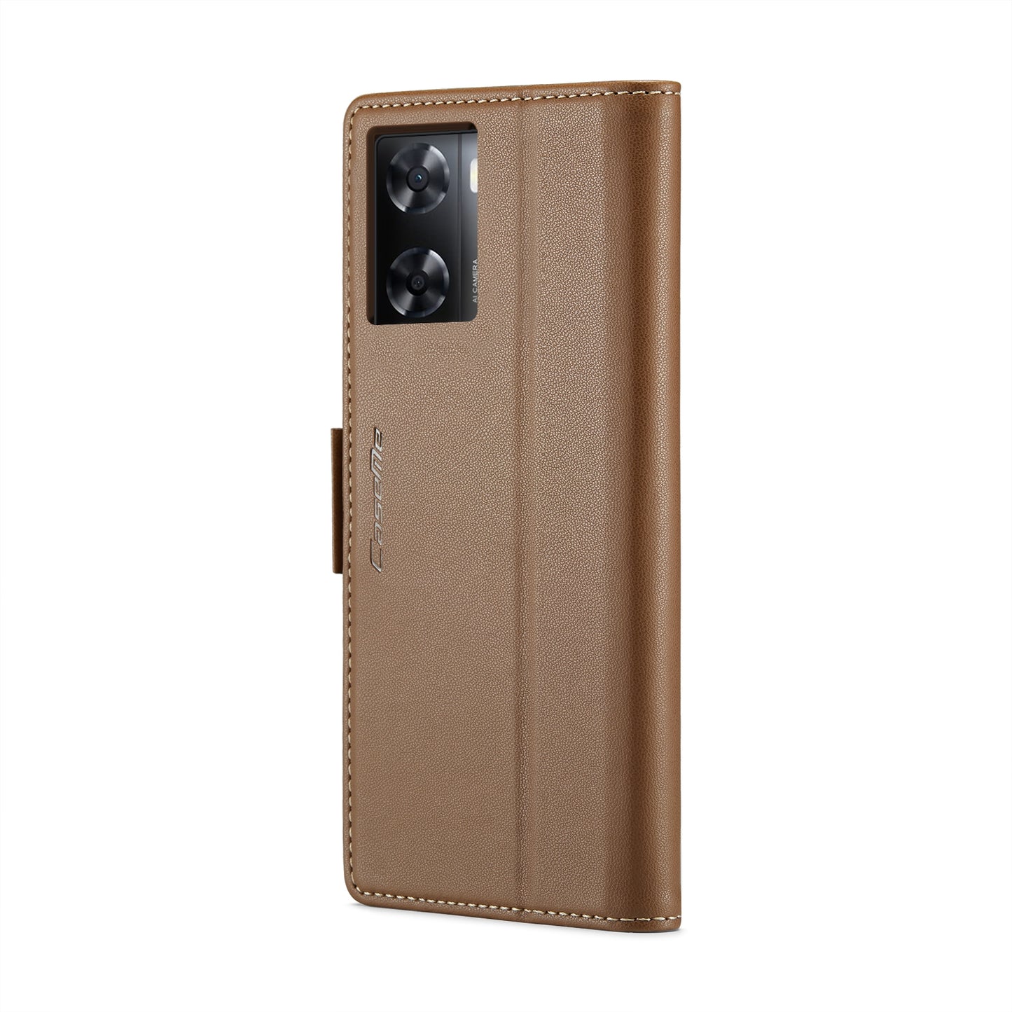 OPPO A57e 4G Litchi Texture RFID Anti-theft Leather Phone Case with Butterfly Buckle, Stand & Card Wallet with TPU Shell