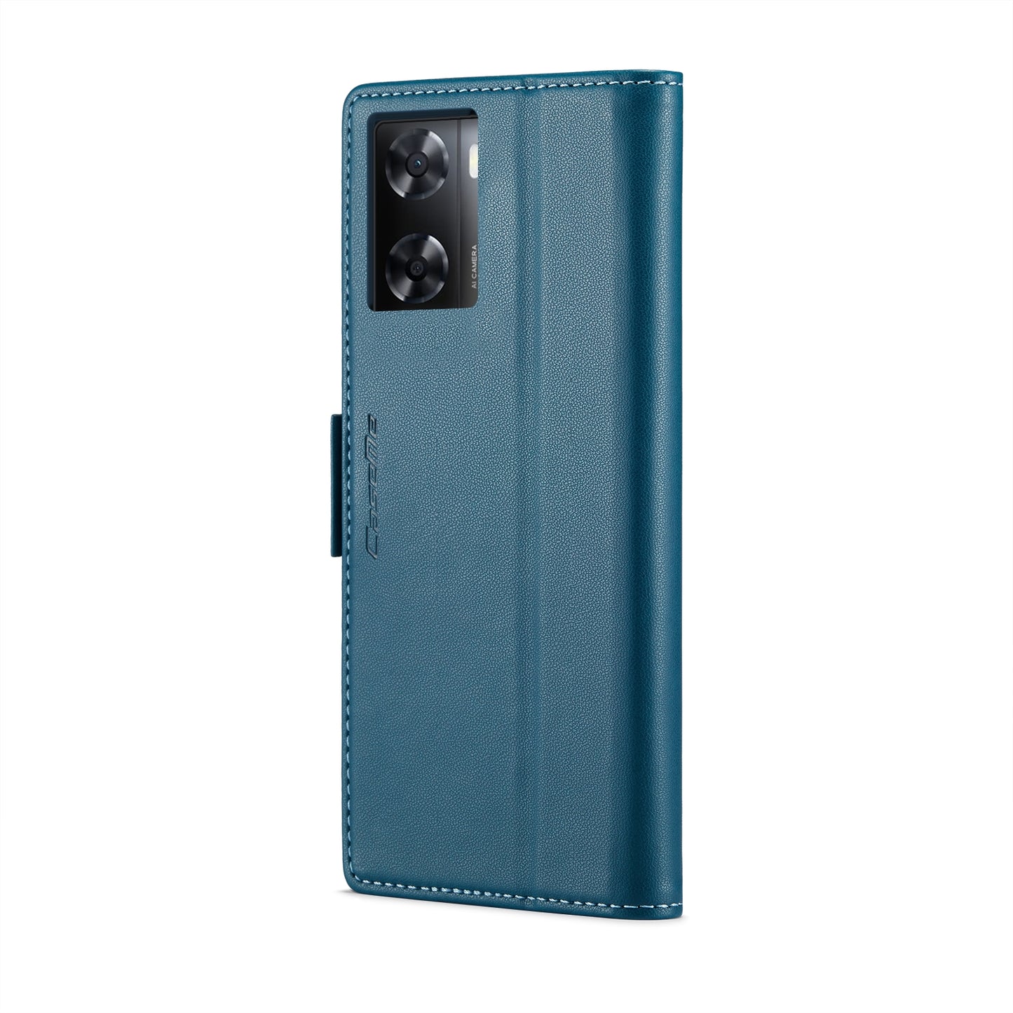 OPPO A57e 4G Litchi Texture RFID Anti-theft Leather Phone Case with Butterfly Buckle, Stand & Card Wallet with TPU Shell