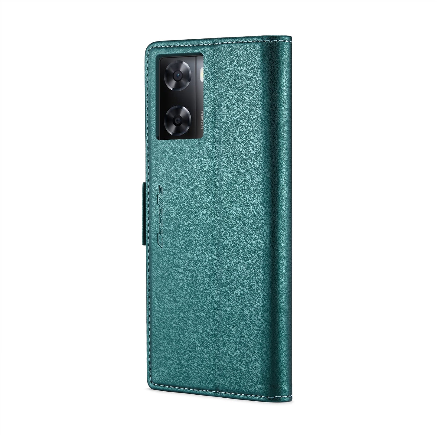 OPPO A57e 4G Litchi Texture RFID Anti-theft Leather Phone Case with Butterfly Buckle, Stand & Card Wallet with TPU Shell