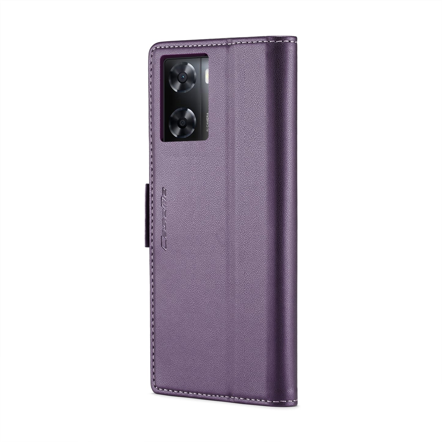 OPPO A57e 4G Litchi Texture RFID Anti-theft Leather Phone Case with Butterfly Buckle, Stand & Card Wallet with TPU Shell