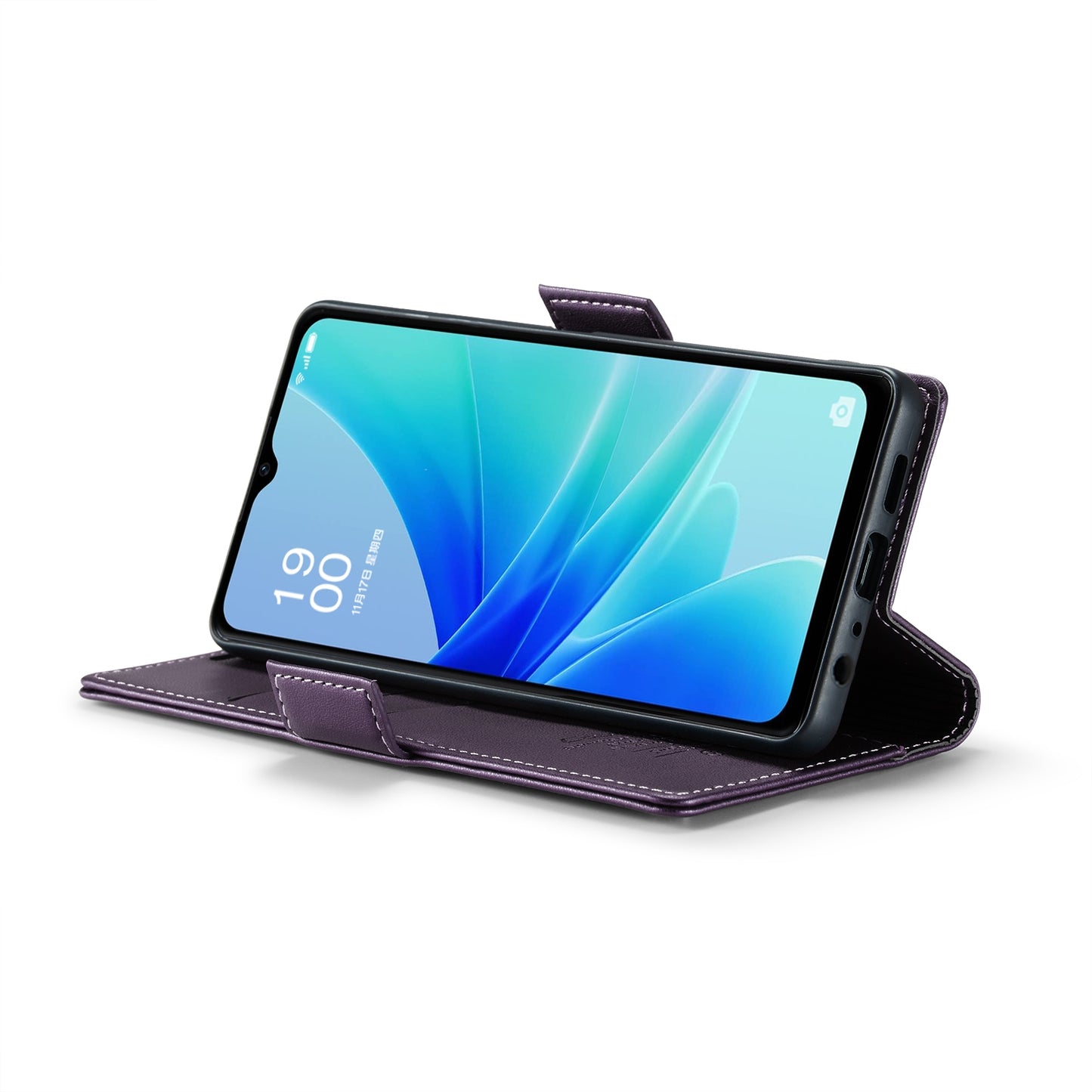 OPPO A77 4G Global Litchi Texture RFID Anti-theft Leather Phone Case with Butterfly Buckle, Stand & Card Wallet with TPU Shell