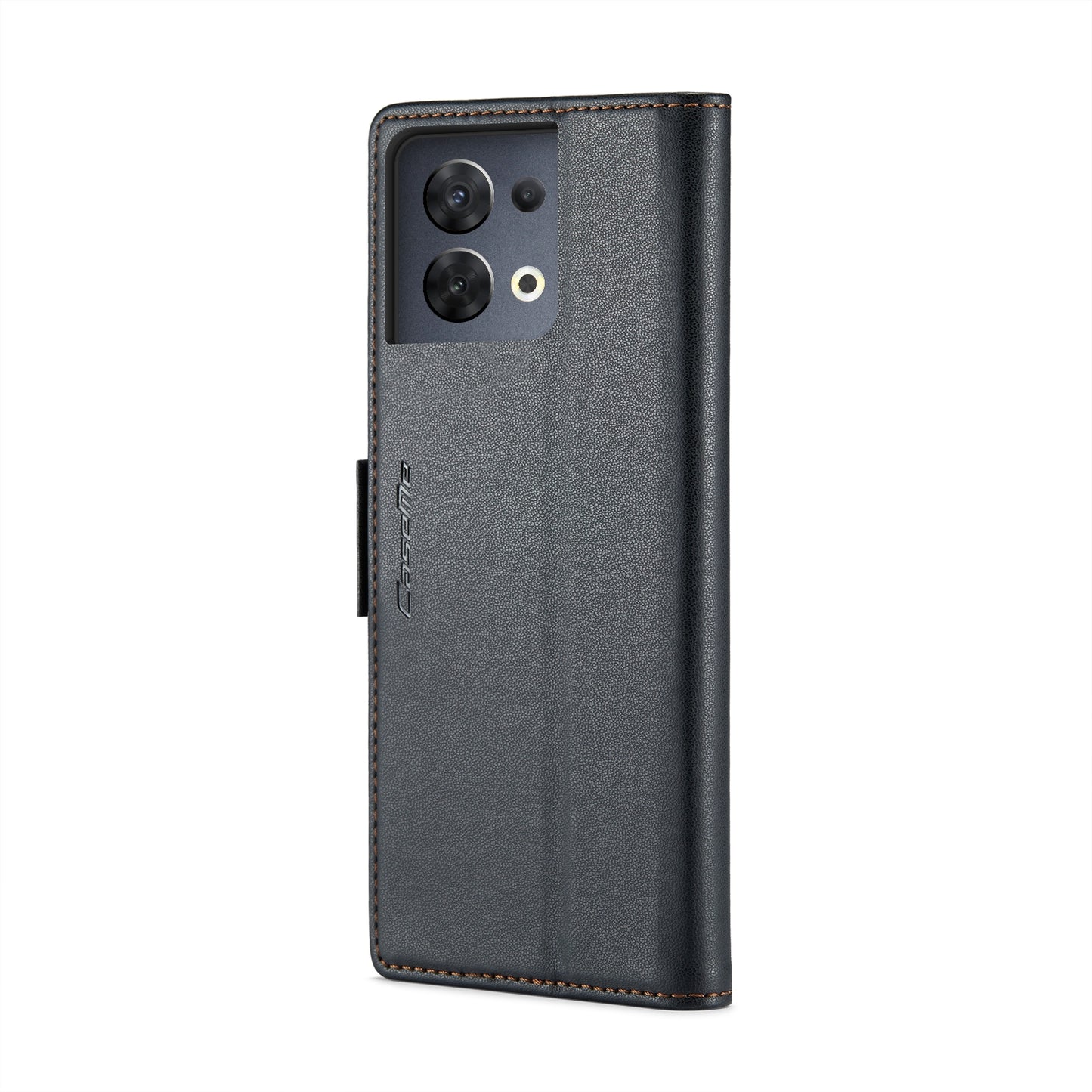 OPPO Reno8 5G Global Litchi Texture RFID Anti-theft Leather Phone Case with Butterfly Buckle, Stand & Card Wallet with TPU Shell