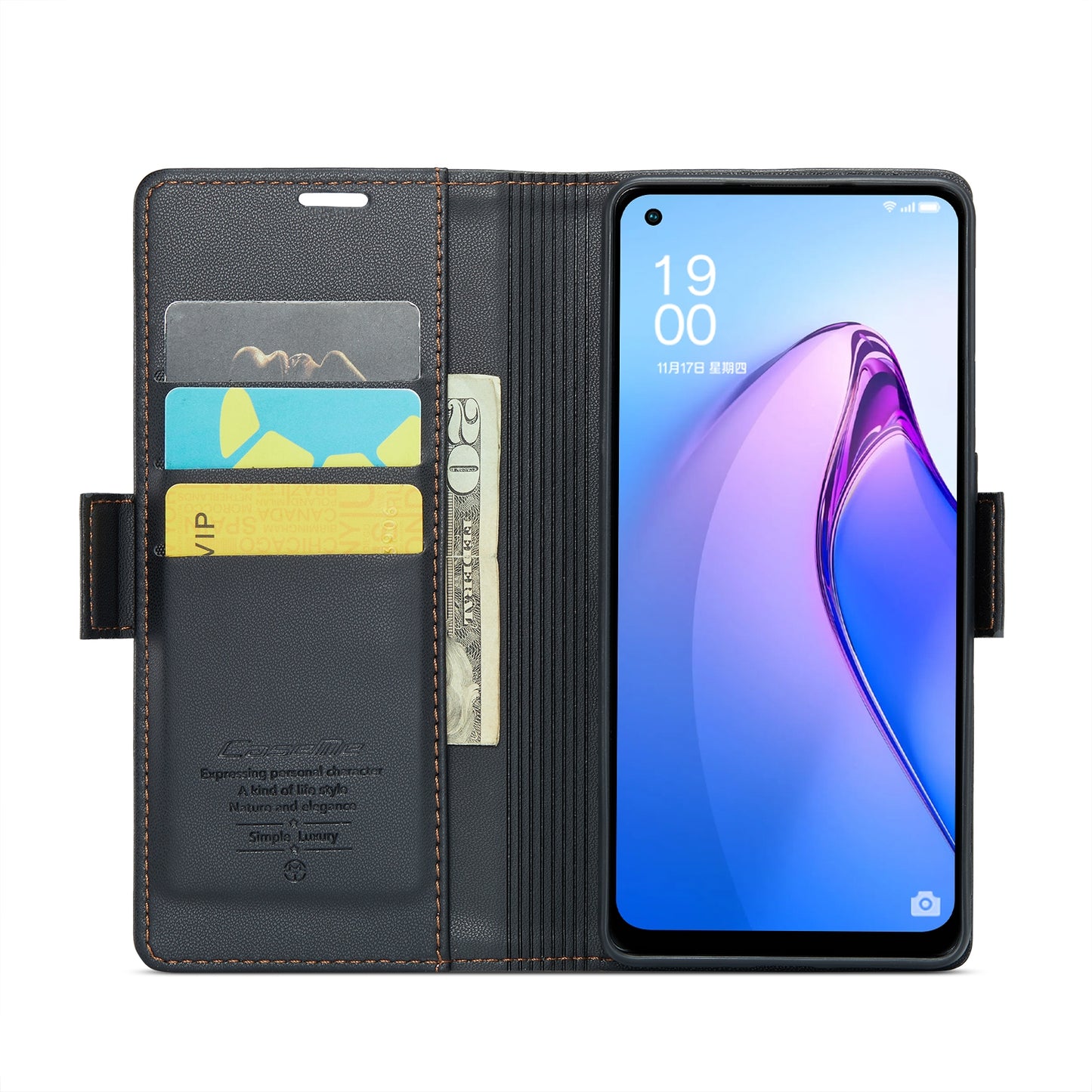 OPPO Reno8 5G Global Litchi Texture RFID Anti-theft Leather Phone Case with Butterfly Buckle, Stand & Card Wallet with TPU Shell