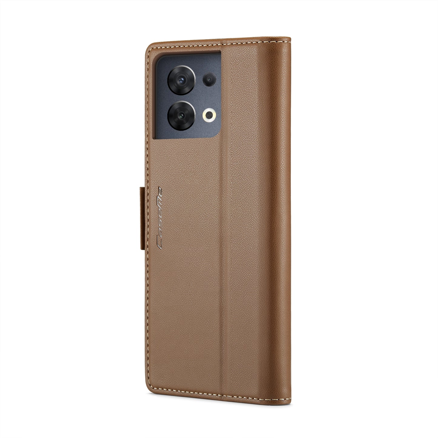 OPPO Reno8 5G Global Litchi Texture RFID Anti-theft Leather Phone Case with Butterfly Buckle, Stand & Card Wallet with TPU Shell