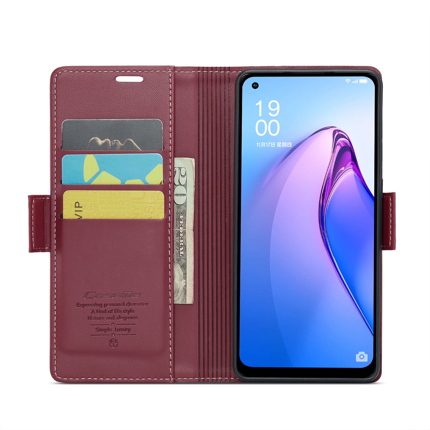 OPPO Reno8 5G Global Litchi Texture RFID Anti-theft Leather Phone Case with Butterfly Buckle, Stand & Card Wallet with TPU Shell