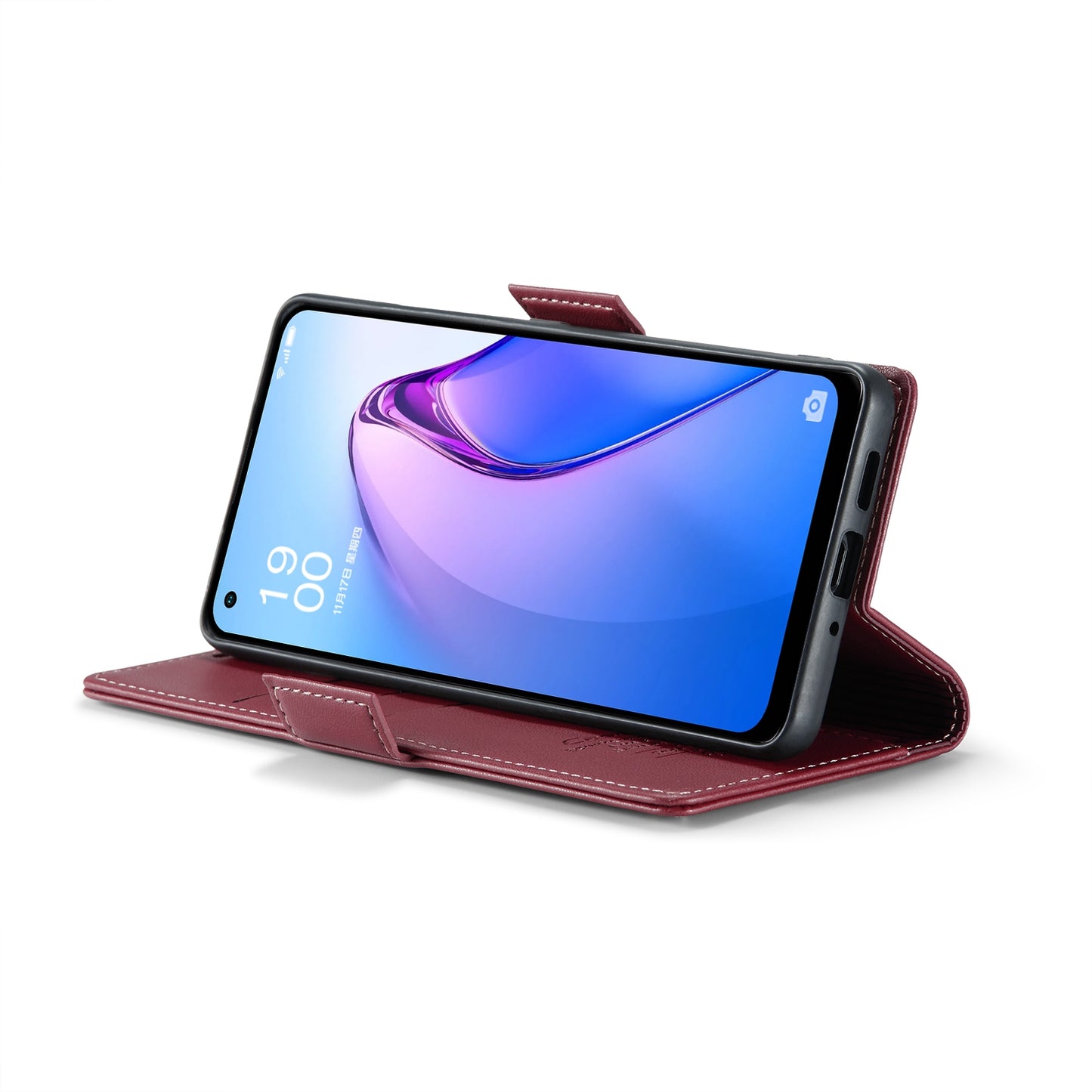 OPPO Reno8 5G Global Litchi Texture RFID Anti-theft Leather Phone Case with Butterfly Buckle, Stand & Card Wallet with TPU Shell