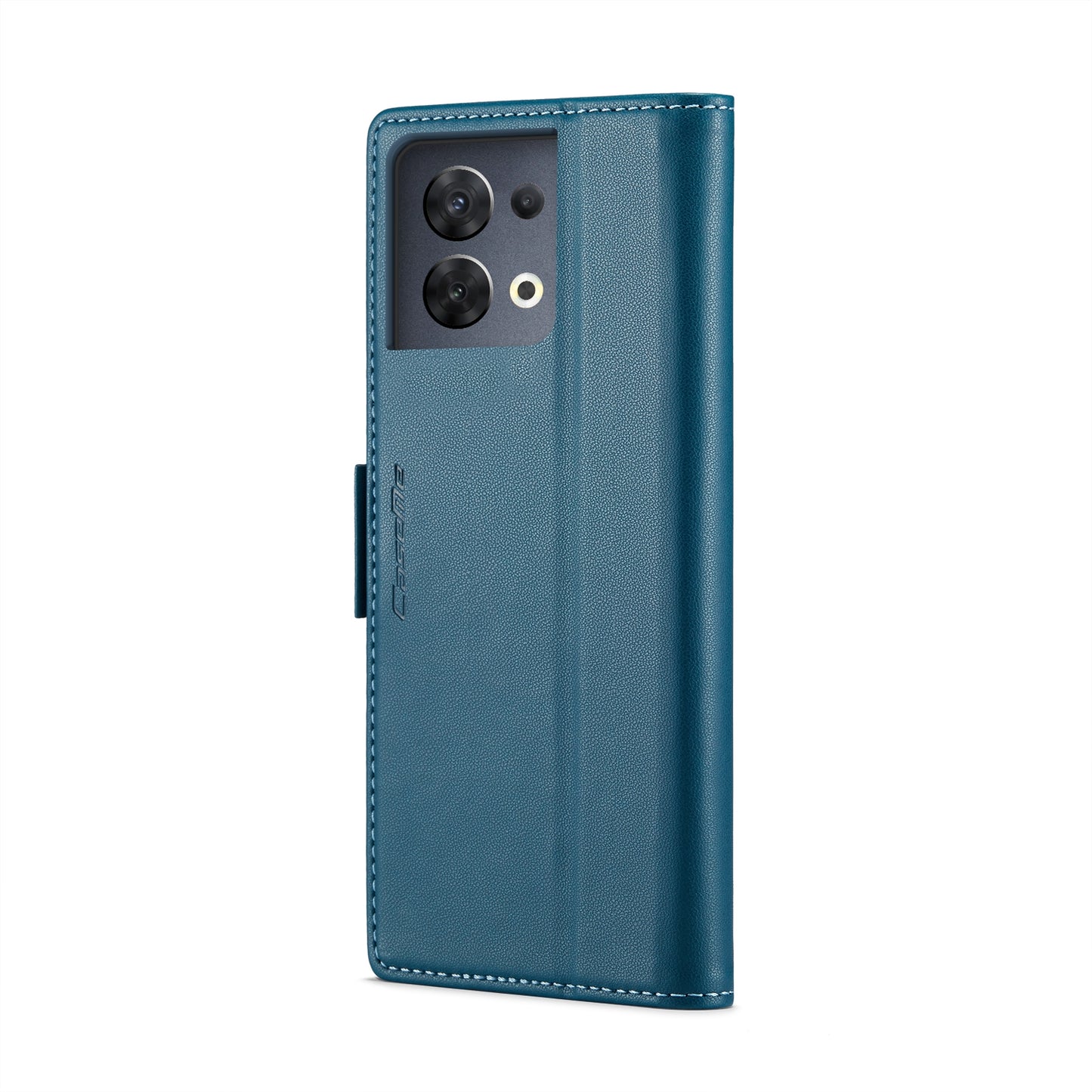OPPO Reno8 5G Global Litchi Texture RFID Anti-theft Leather Phone Case with Butterfly Buckle, Stand & Card Wallet with TPU Shell