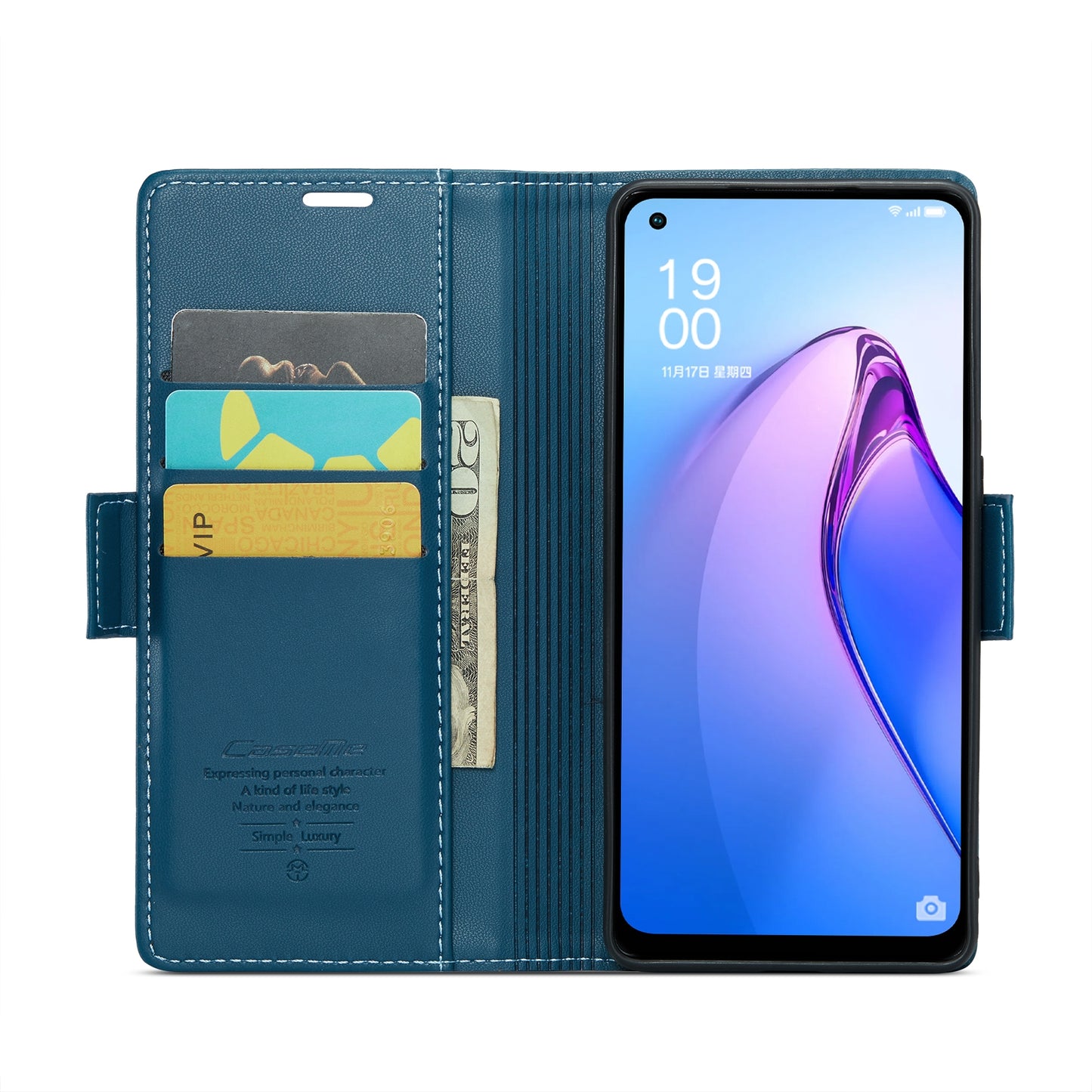 OPPO Reno8 5G Global Litchi Texture RFID Anti-theft Leather Phone Case with Butterfly Buckle, Stand & Card Wallet with TPU Shell