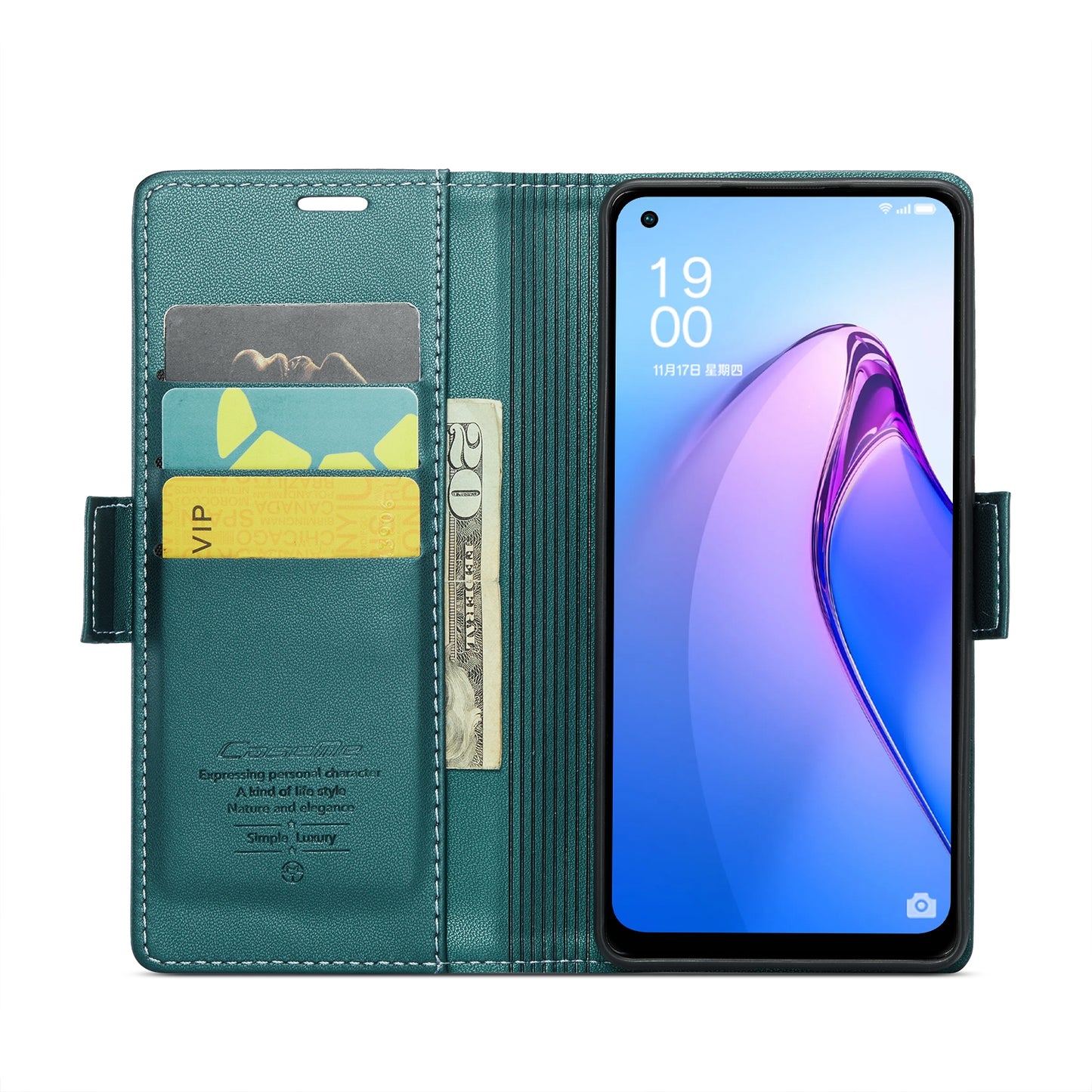 OPPO Reno8 5G Global Litchi Texture RFID Anti-theft Leather Phone Case with Butterfly Buckle, Stand & Card Wallet with TPU Shell