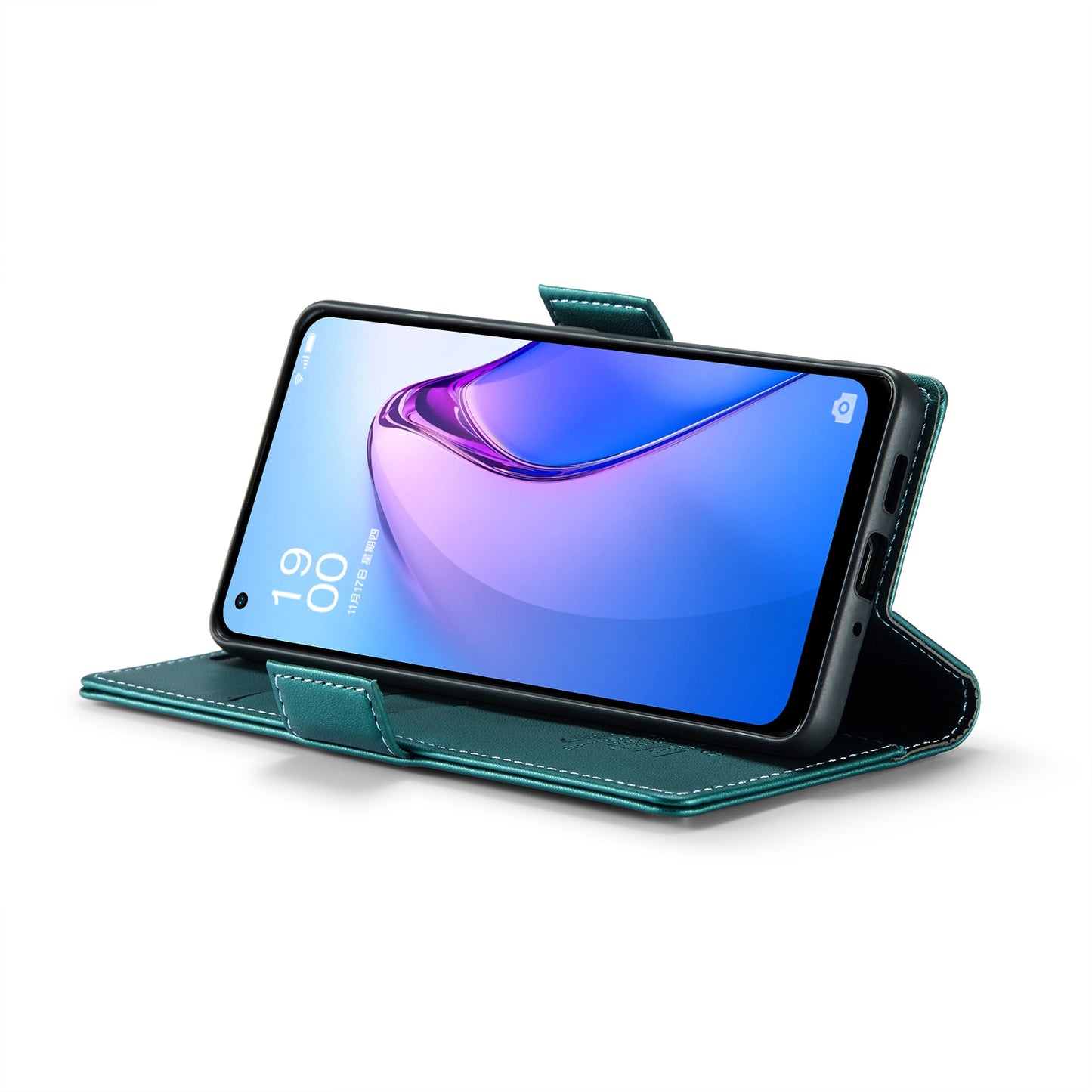 OPPO Reno8 5G Global Litchi Texture RFID Anti-theft Leather Phone Case with Butterfly Buckle, Stand & Card Wallet with TPU Shell