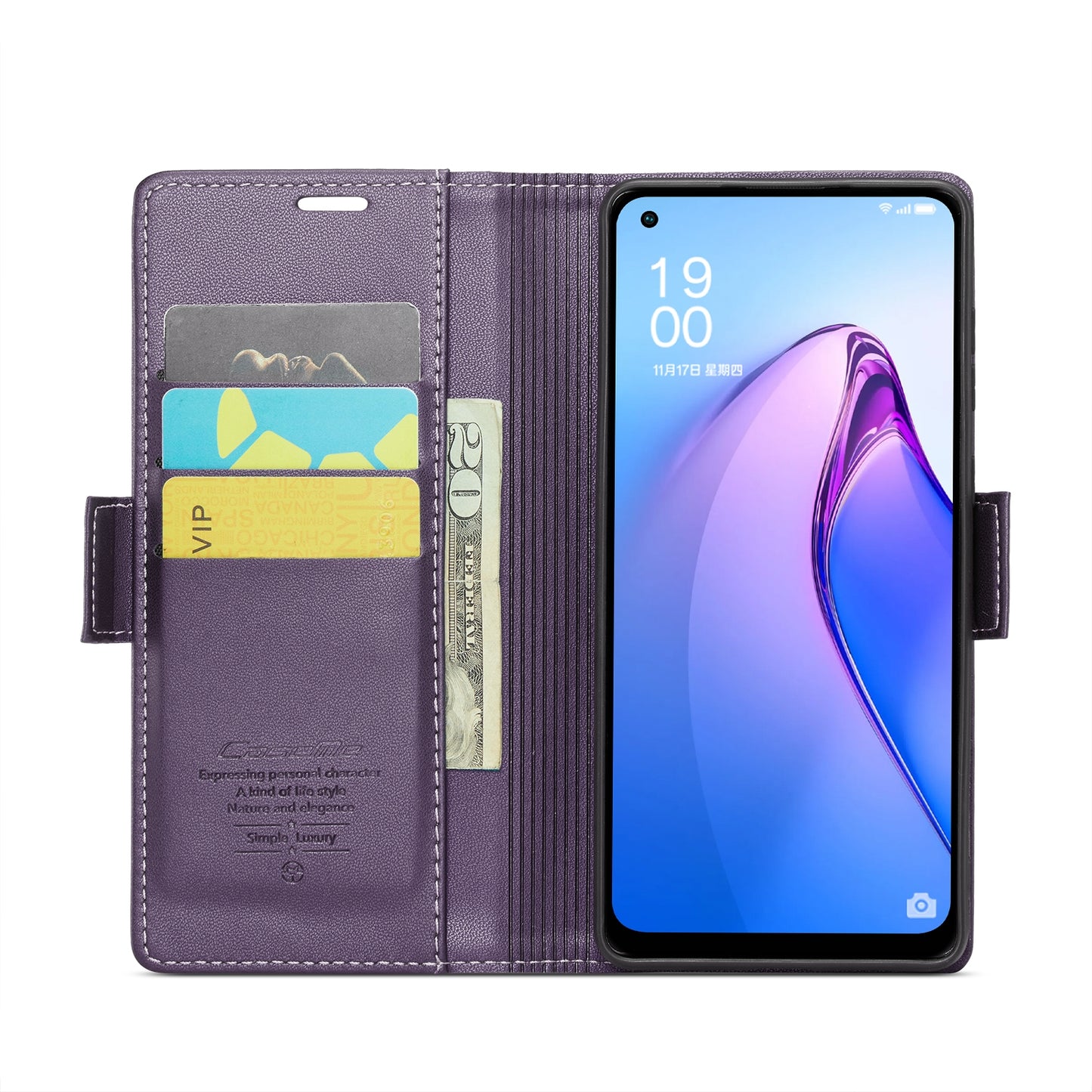 OPPO Reno8 5G Global Litchi Texture RFID Anti-theft Leather Phone Case with Butterfly Buckle, Stand & Card Wallet with TPU Shell