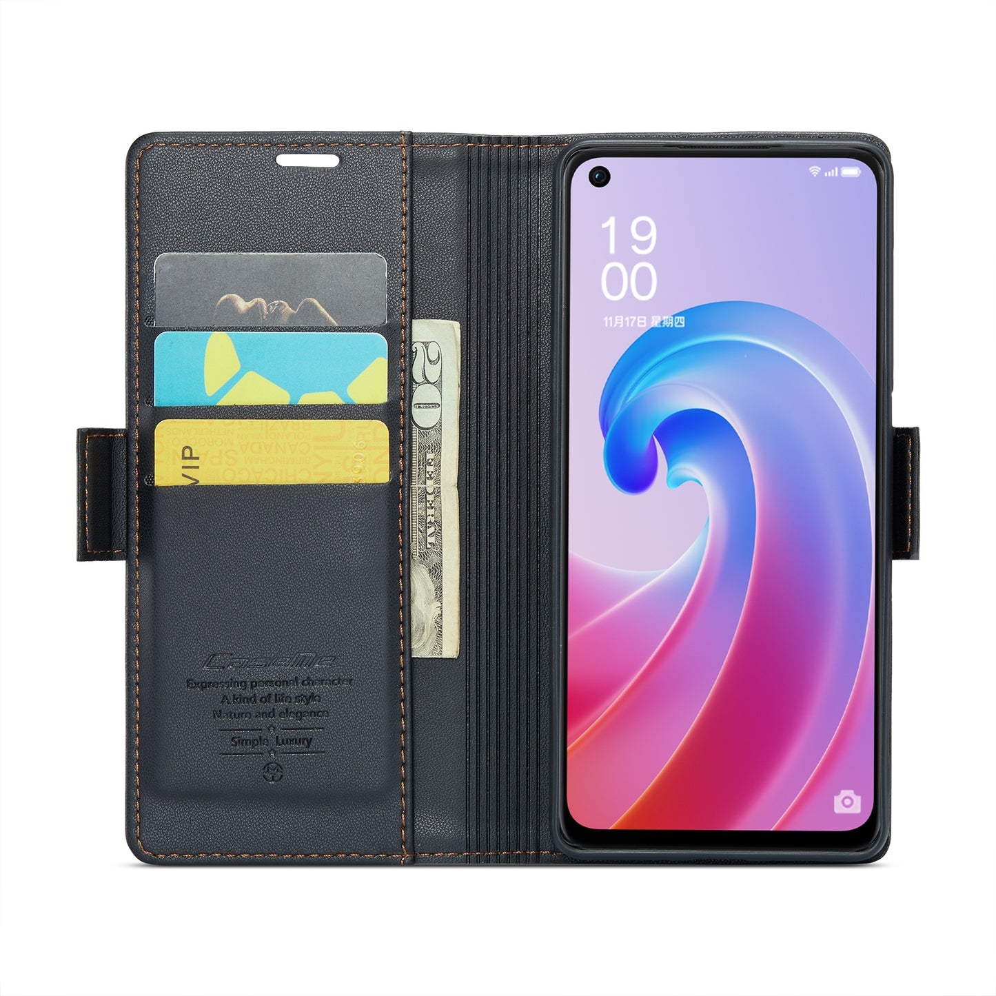 OPPO A36 4G Litchi Texture RFID Anti-theft Leather Phone Case with Butterfly Buckle, Stand & Card Wallet with TPU Shell
