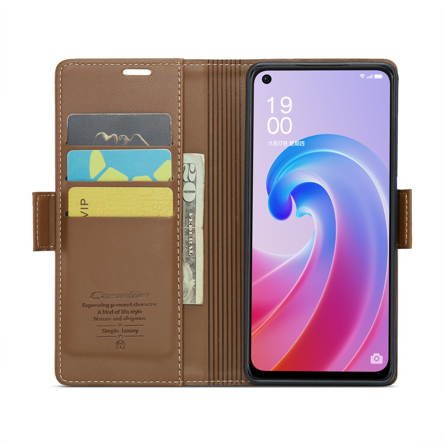 OPPO A36 4G Litchi Texture RFID Anti-theft Leather Phone Case with Butterfly Buckle, Stand & Card Wallet with TPU Shell