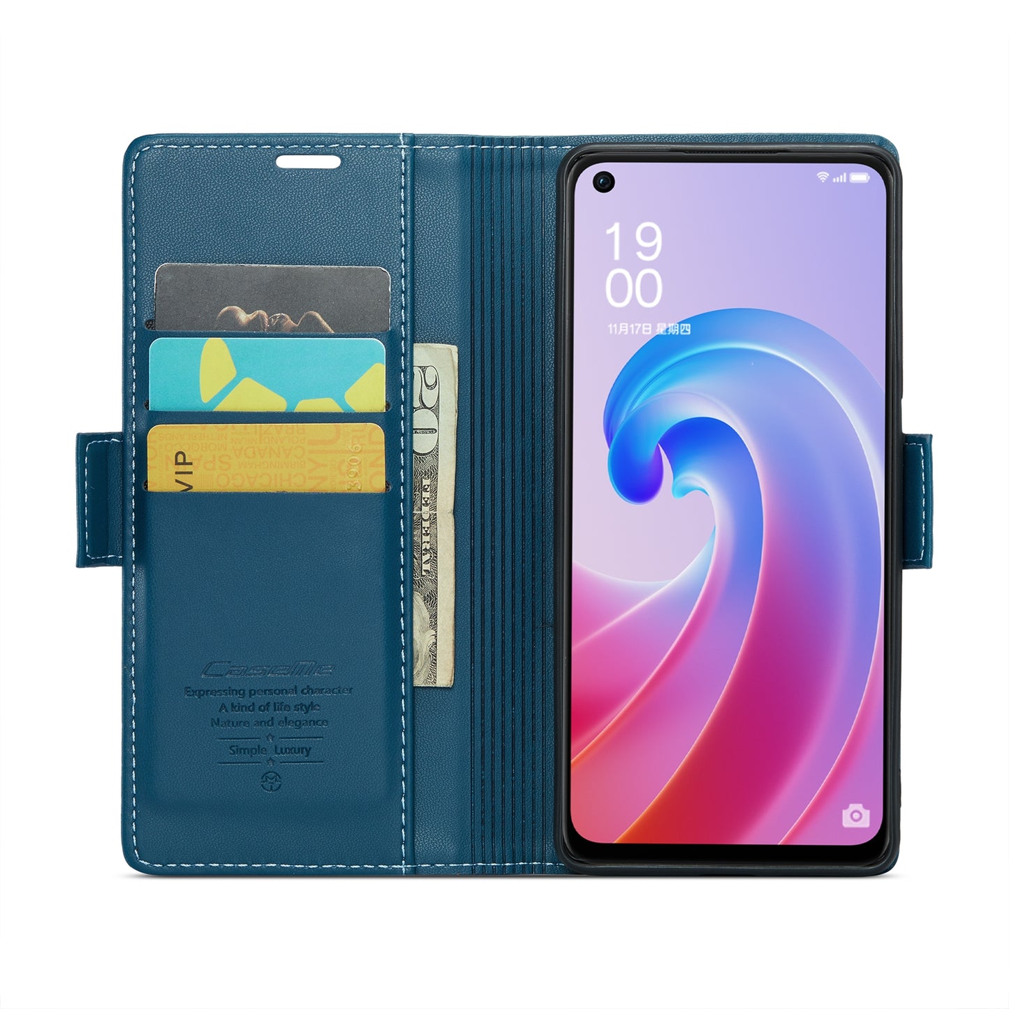 OPPO A36 4G Litchi Texture RFID Anti-theft Leather Phone Case with Butterfly Buckle, Stand & Card Wallet with TPU Shell