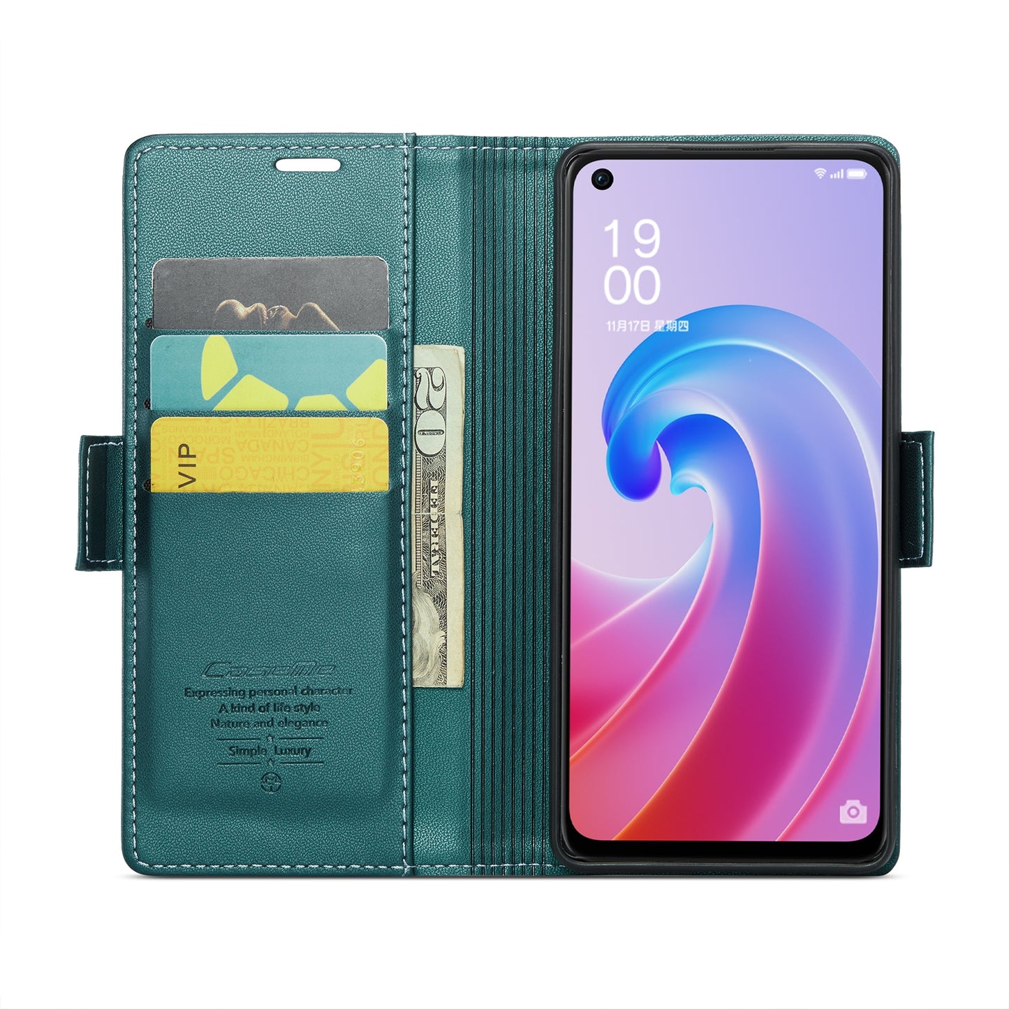 OPPO A36 4G Litchi Texture RFID Anti-theft Leather Phone Case with Butterfly Buckle, Stand & Card Wallet with TPU Shell